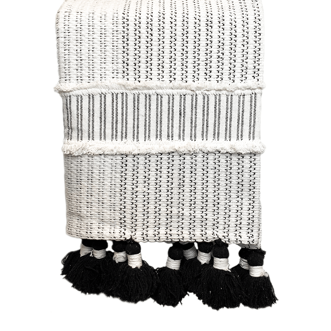 white textured throw