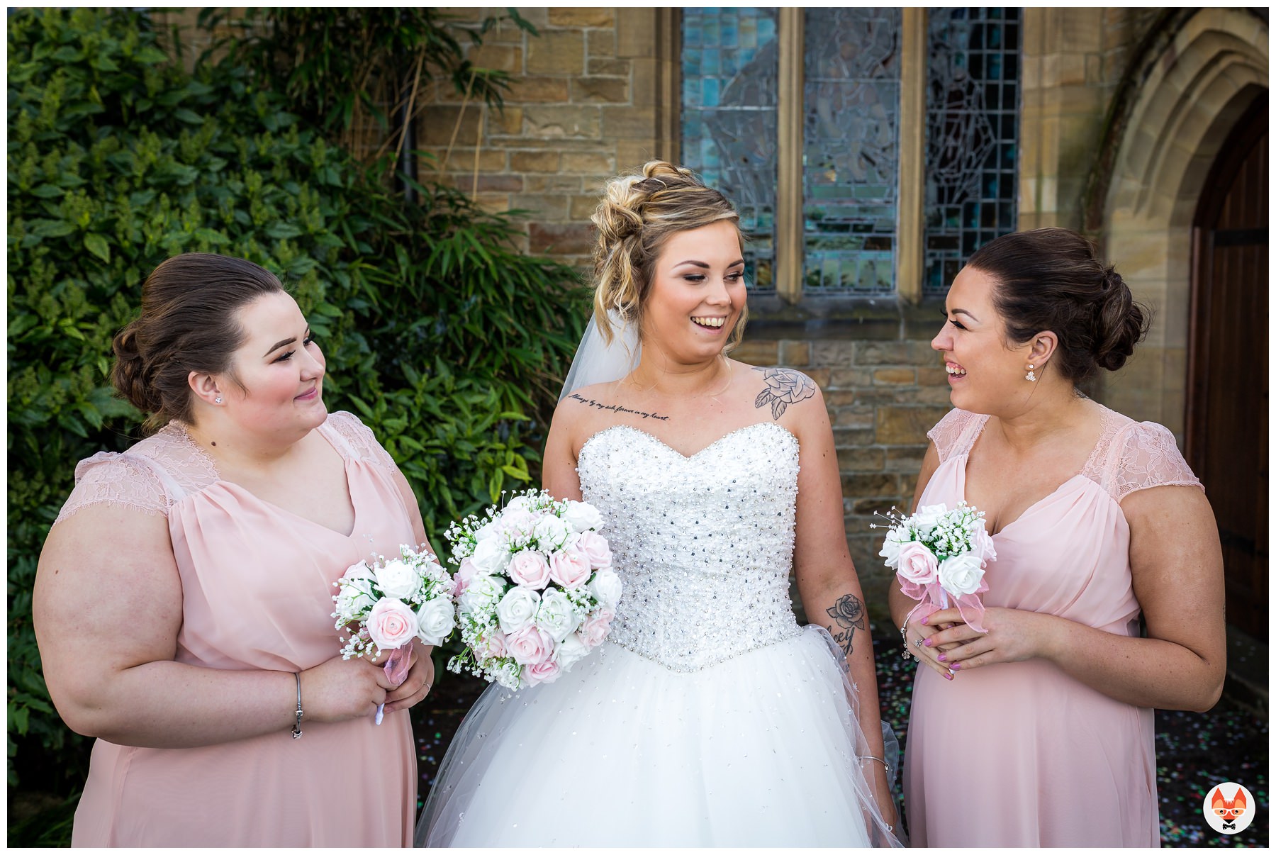 bride with bridesmaids