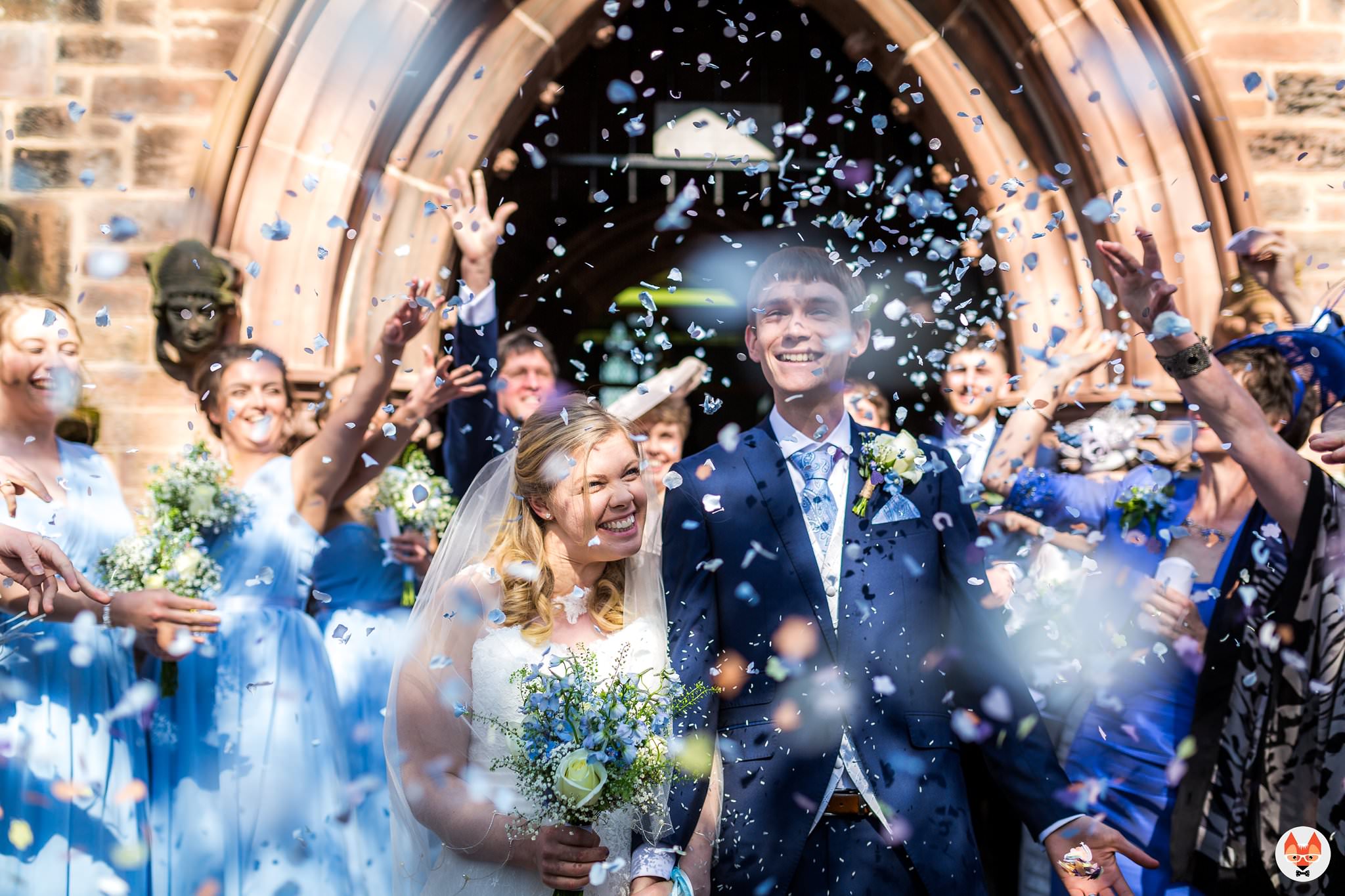 confetti throwing outside church