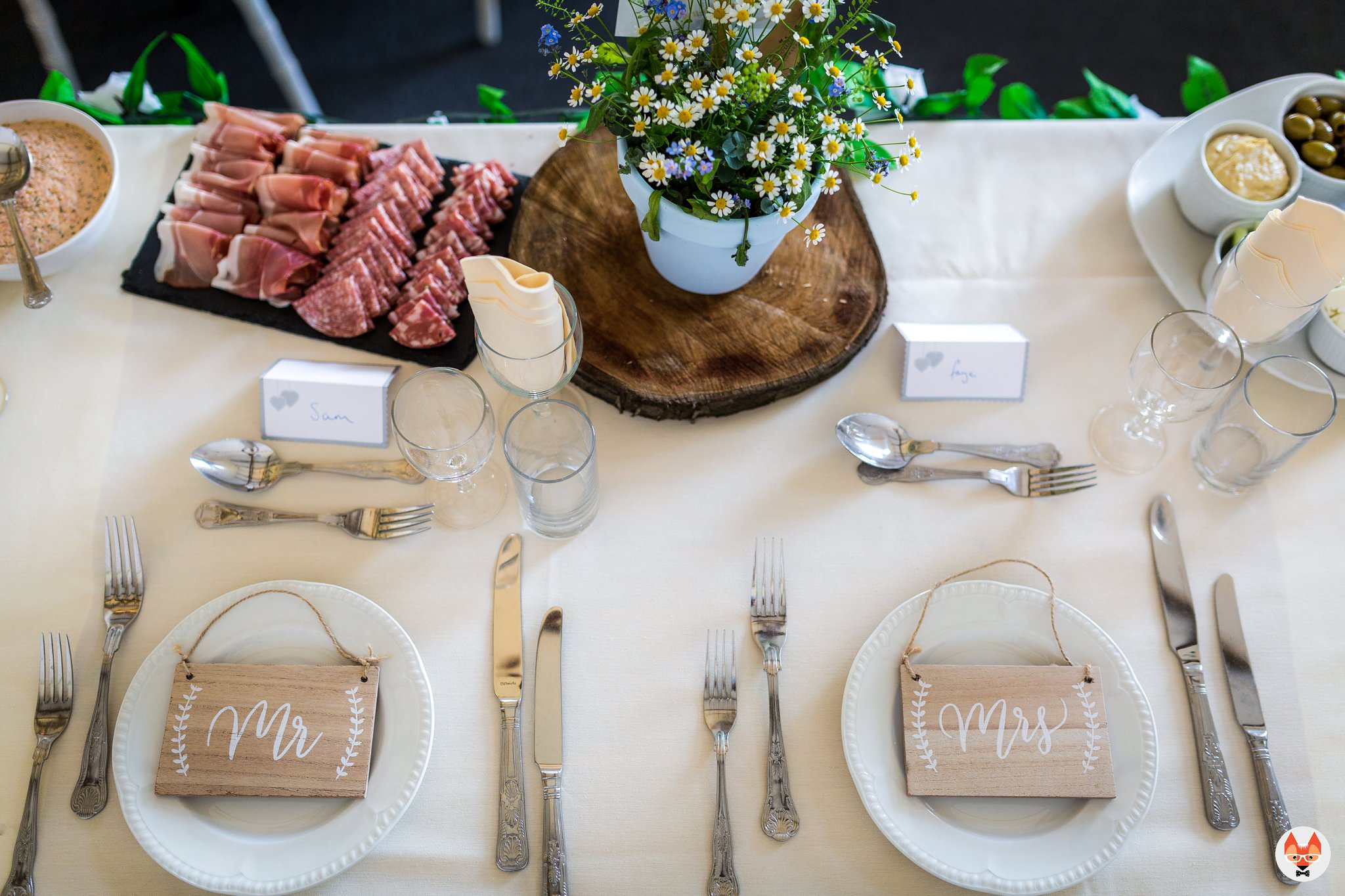 table setup at wedding