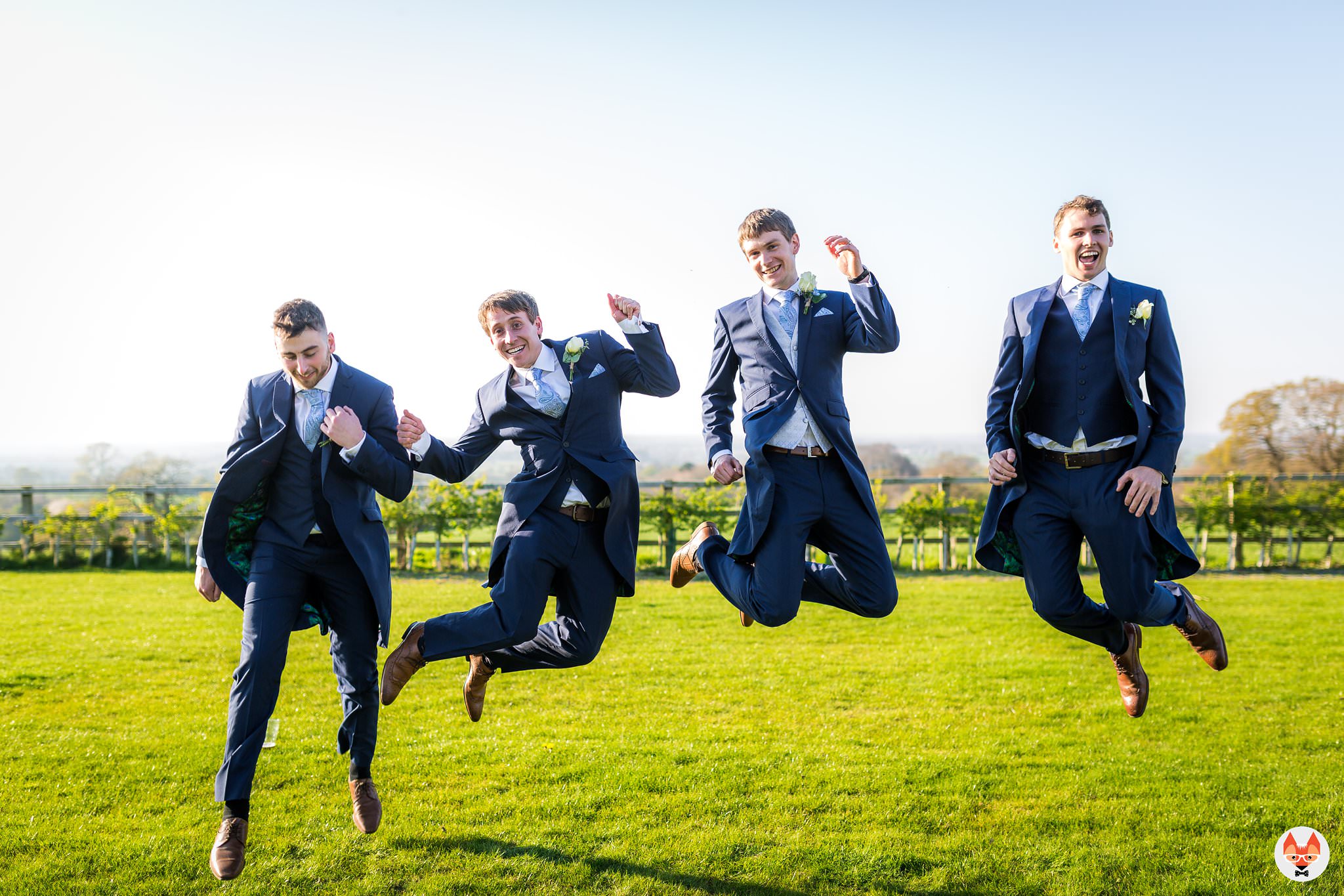 groomsmen jumping
