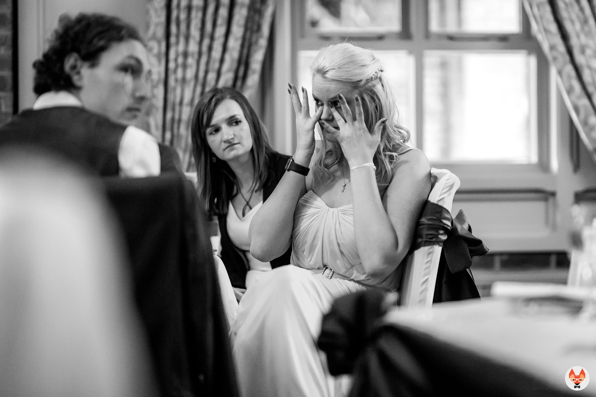 bridesmaid crying during speeches