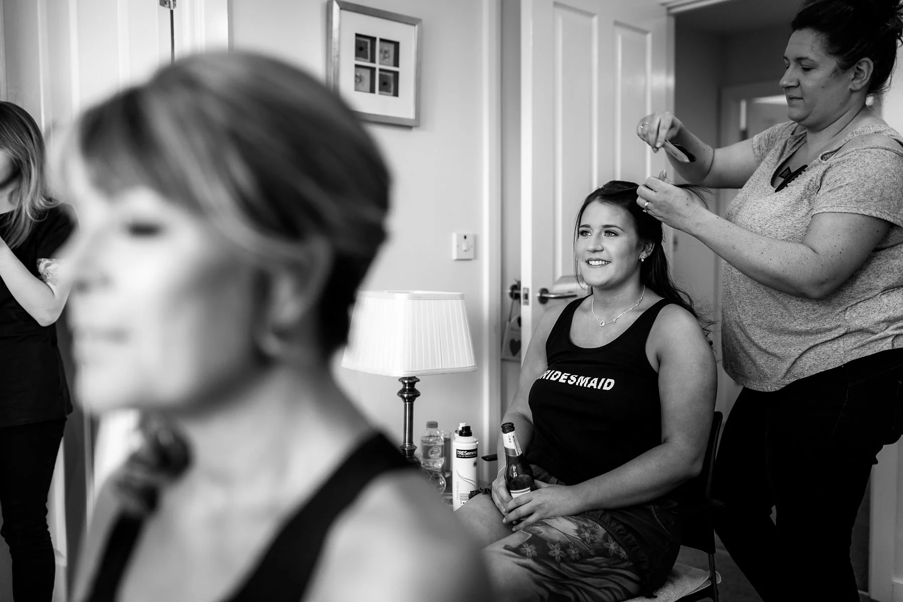 bridesmaid getting ready