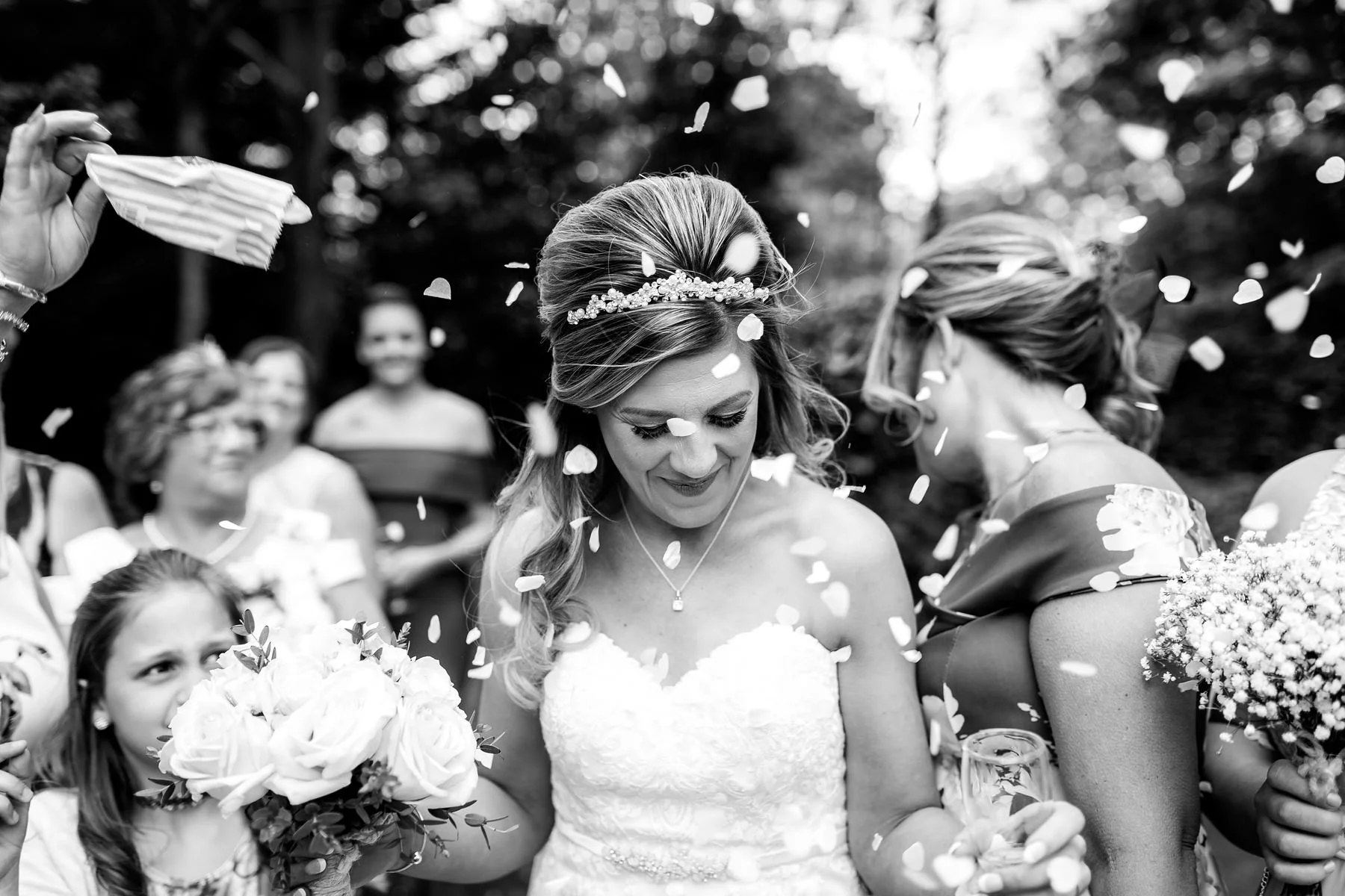bride with confetti