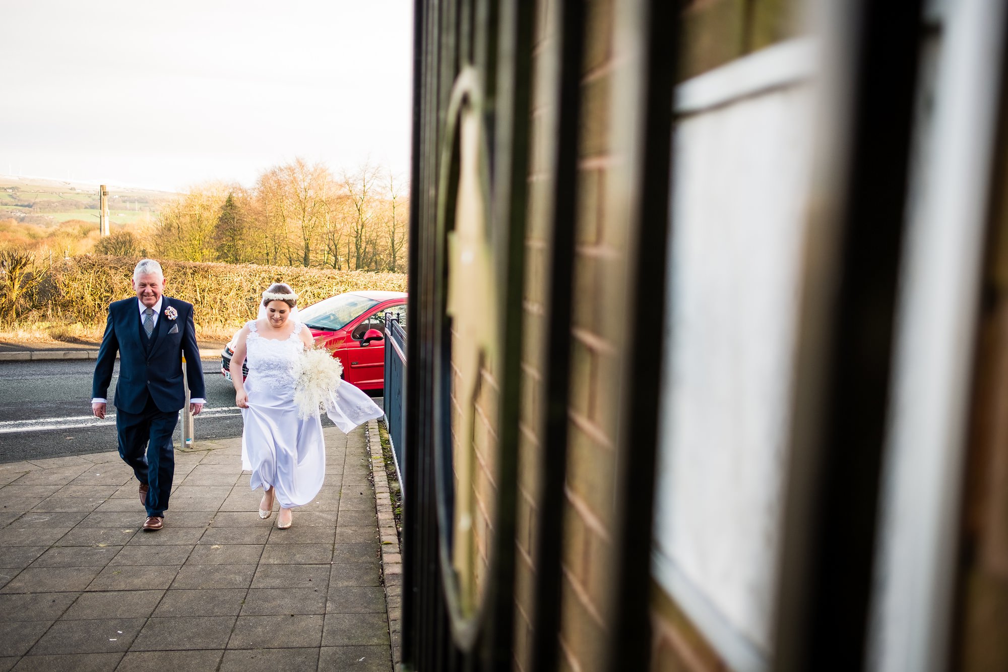 bride arriving to church