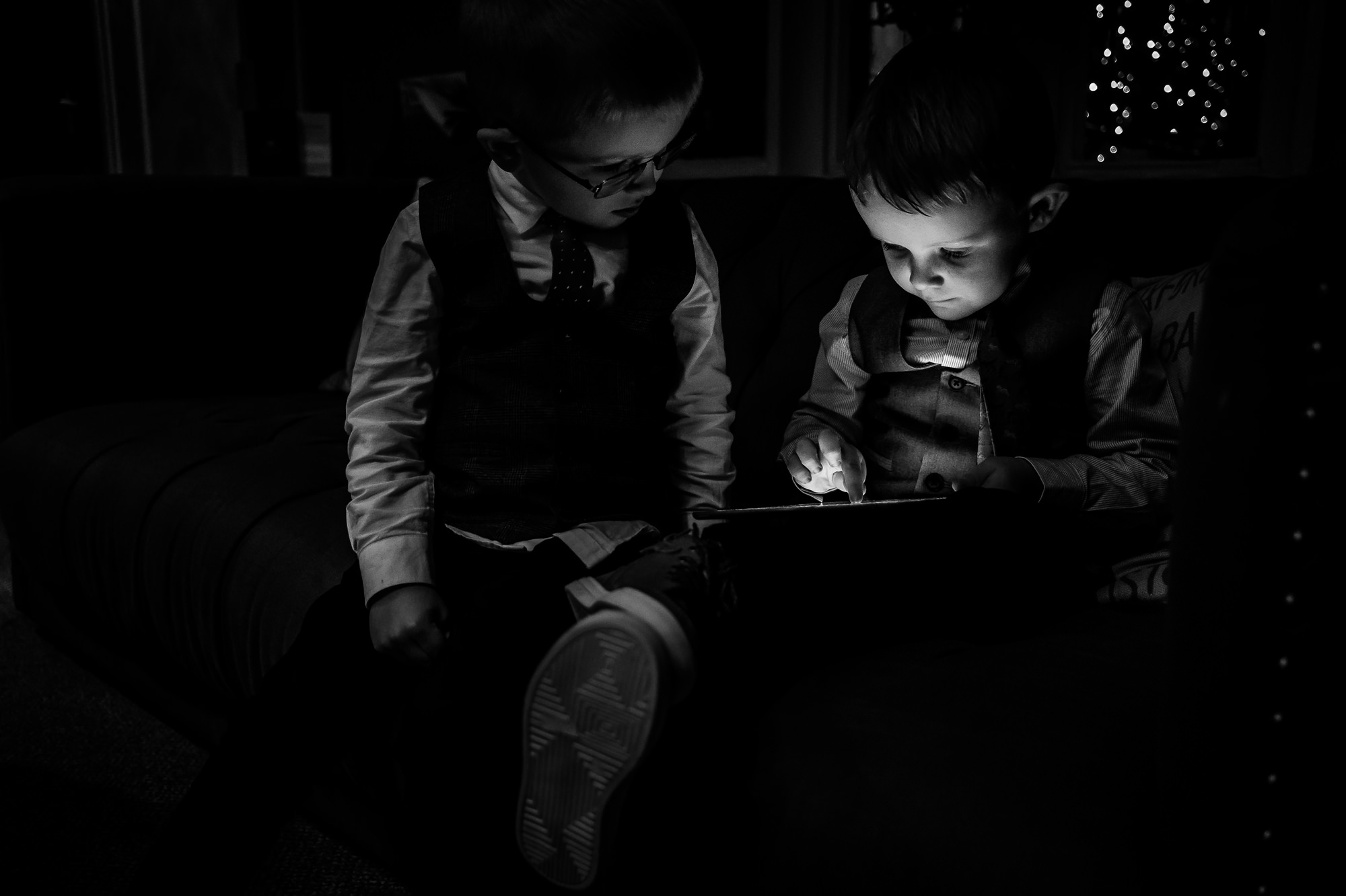 children playing on tablet