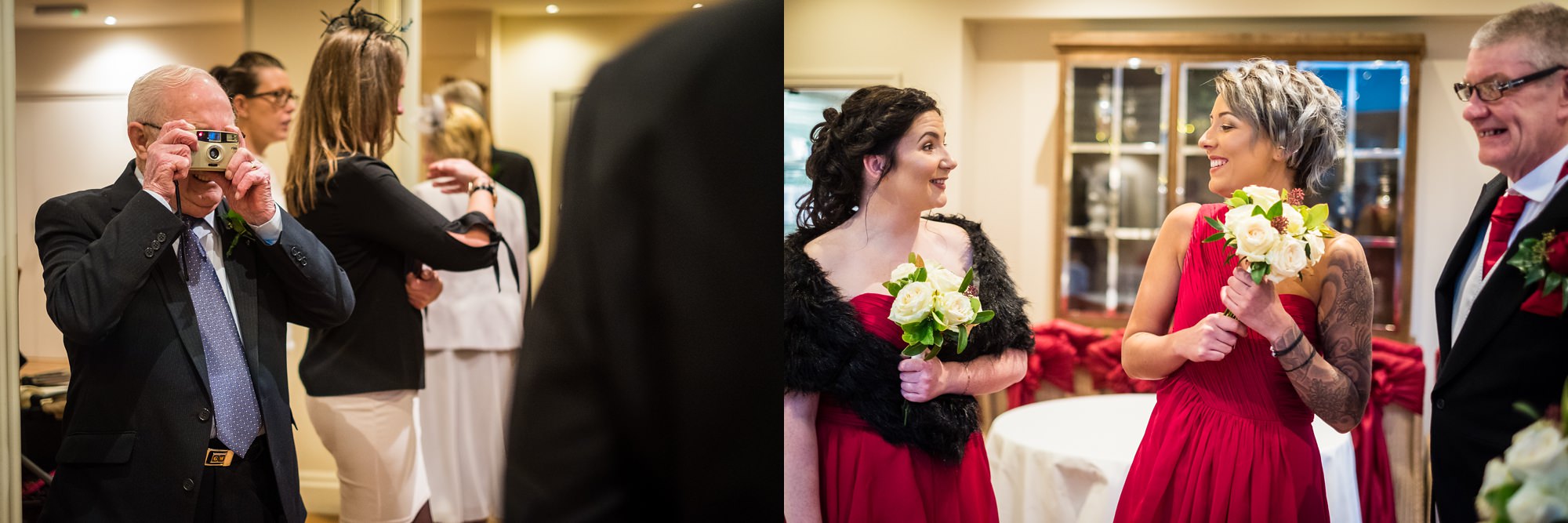 wedding guests chatting