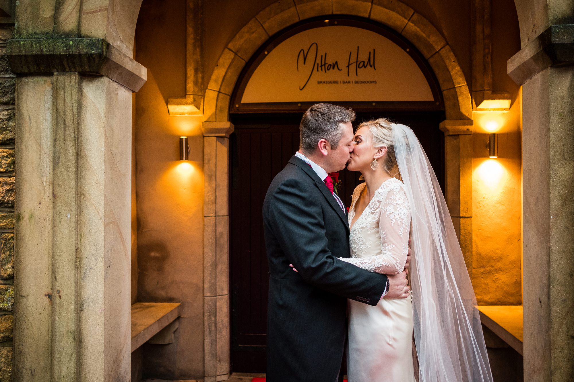 bride and groom portrait at mitton hall, lancashire