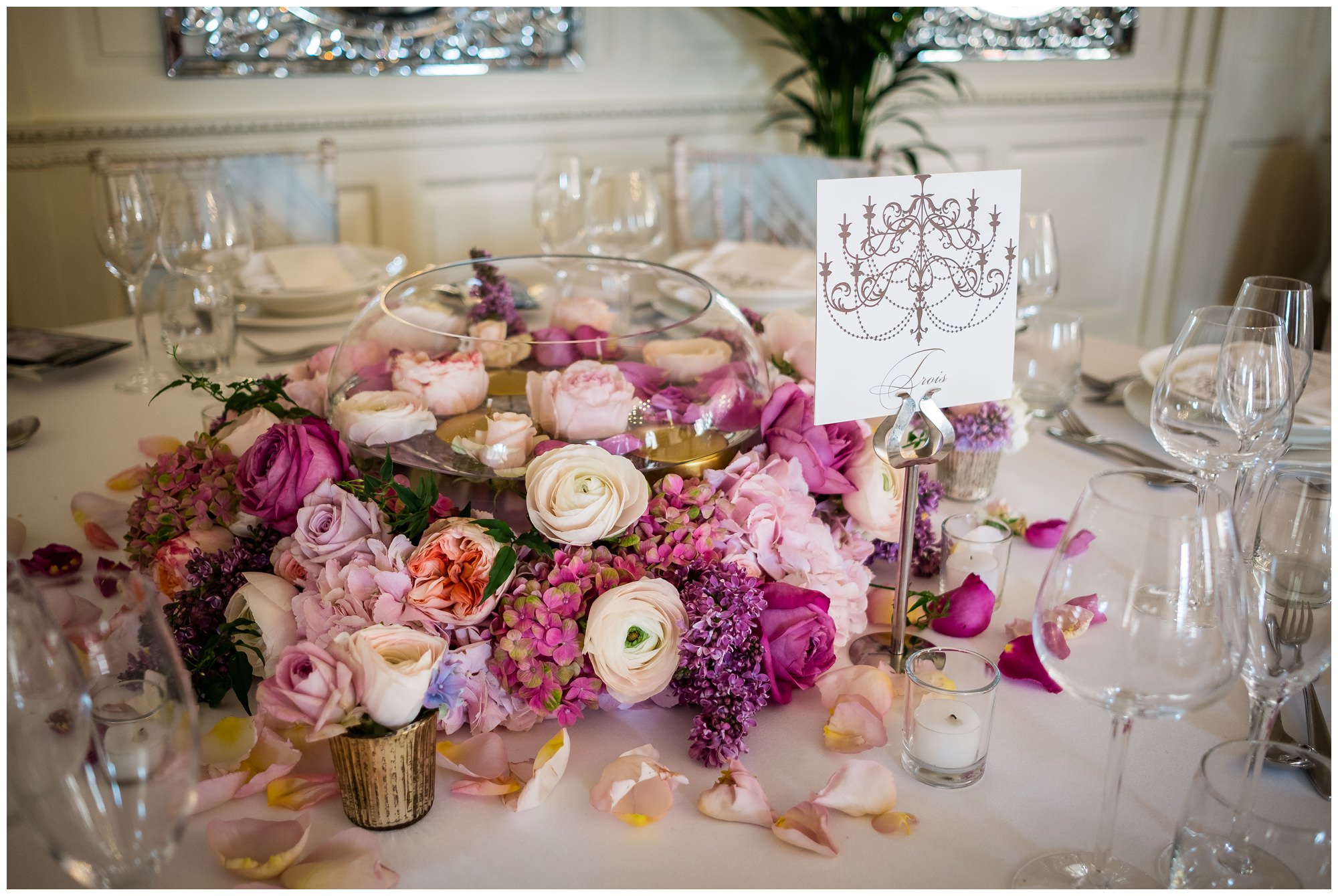 flowers on table at eaves hall