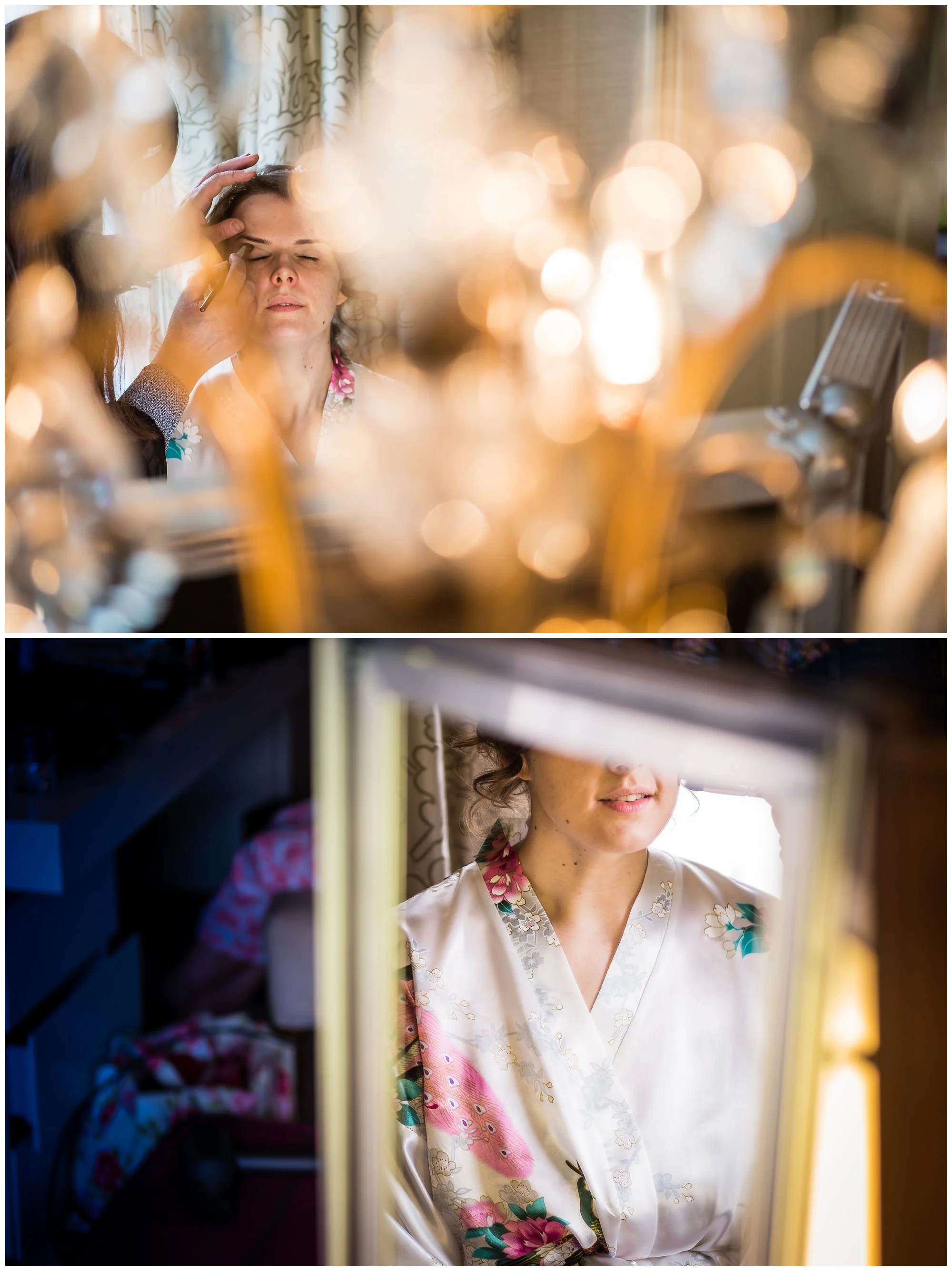 bride having her makeup done