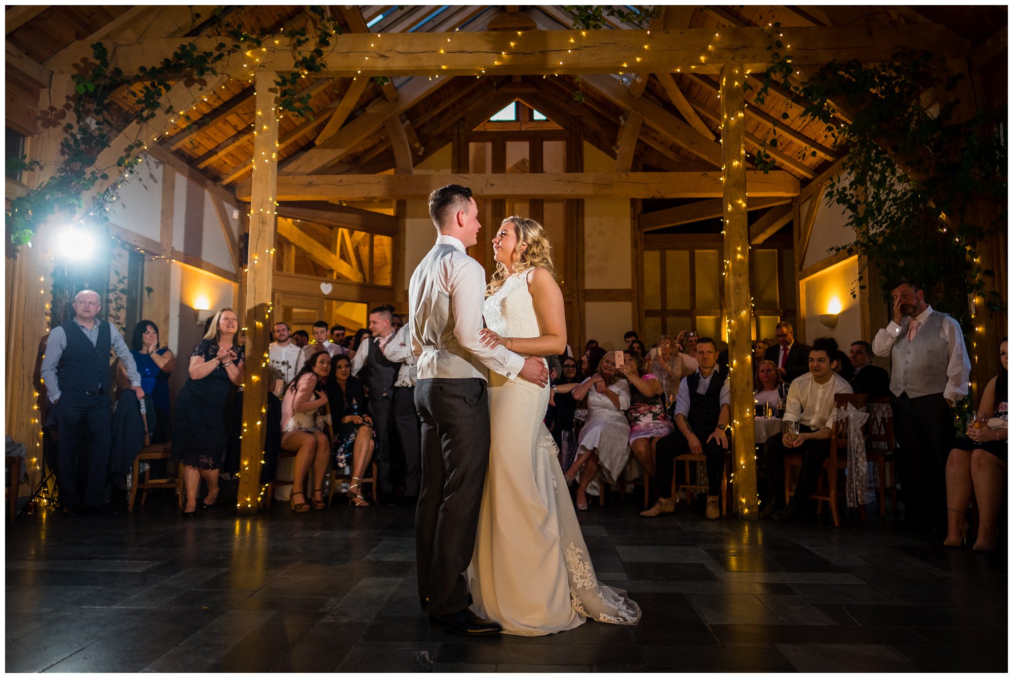 bride and groom dancing