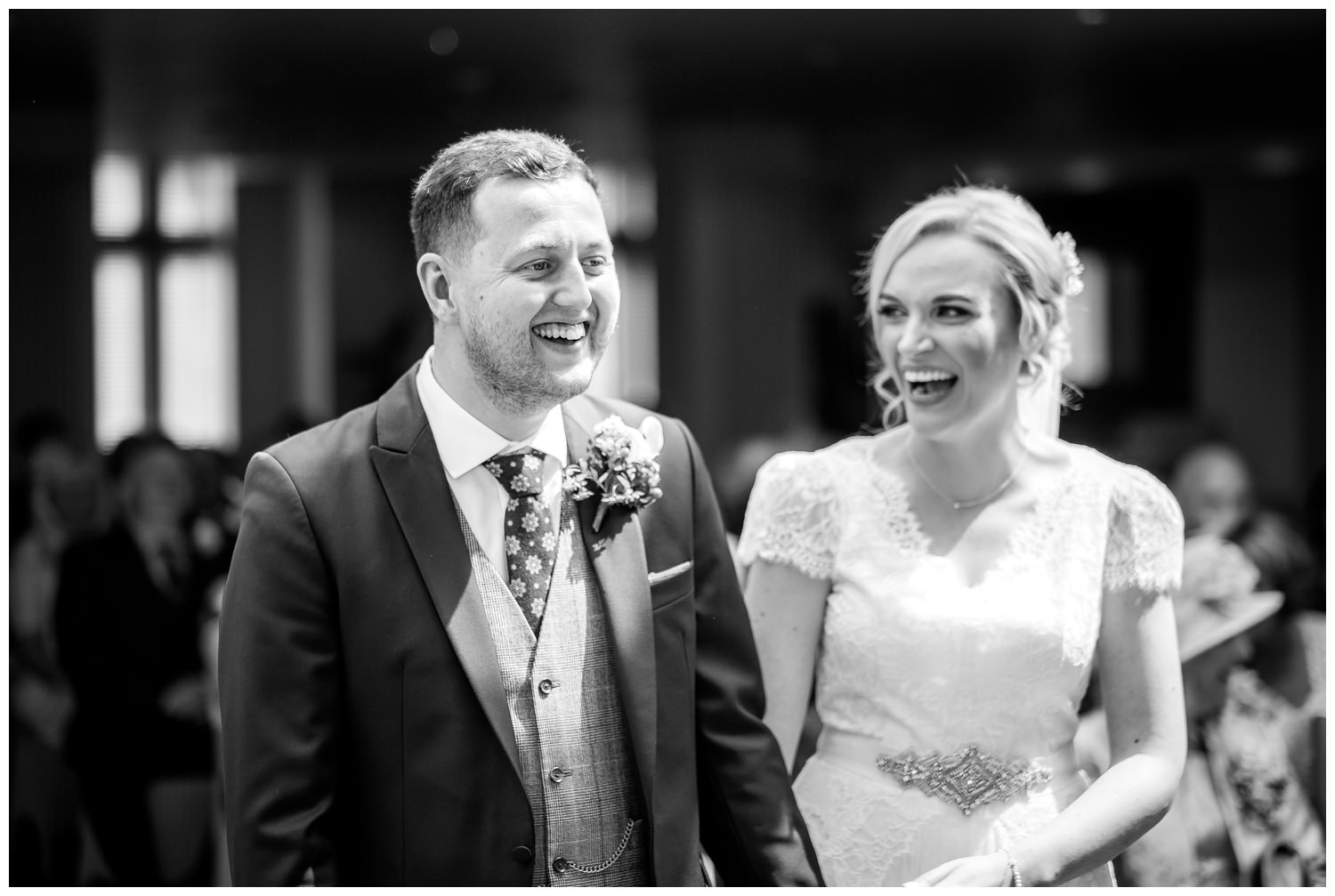 bride laughing with groom