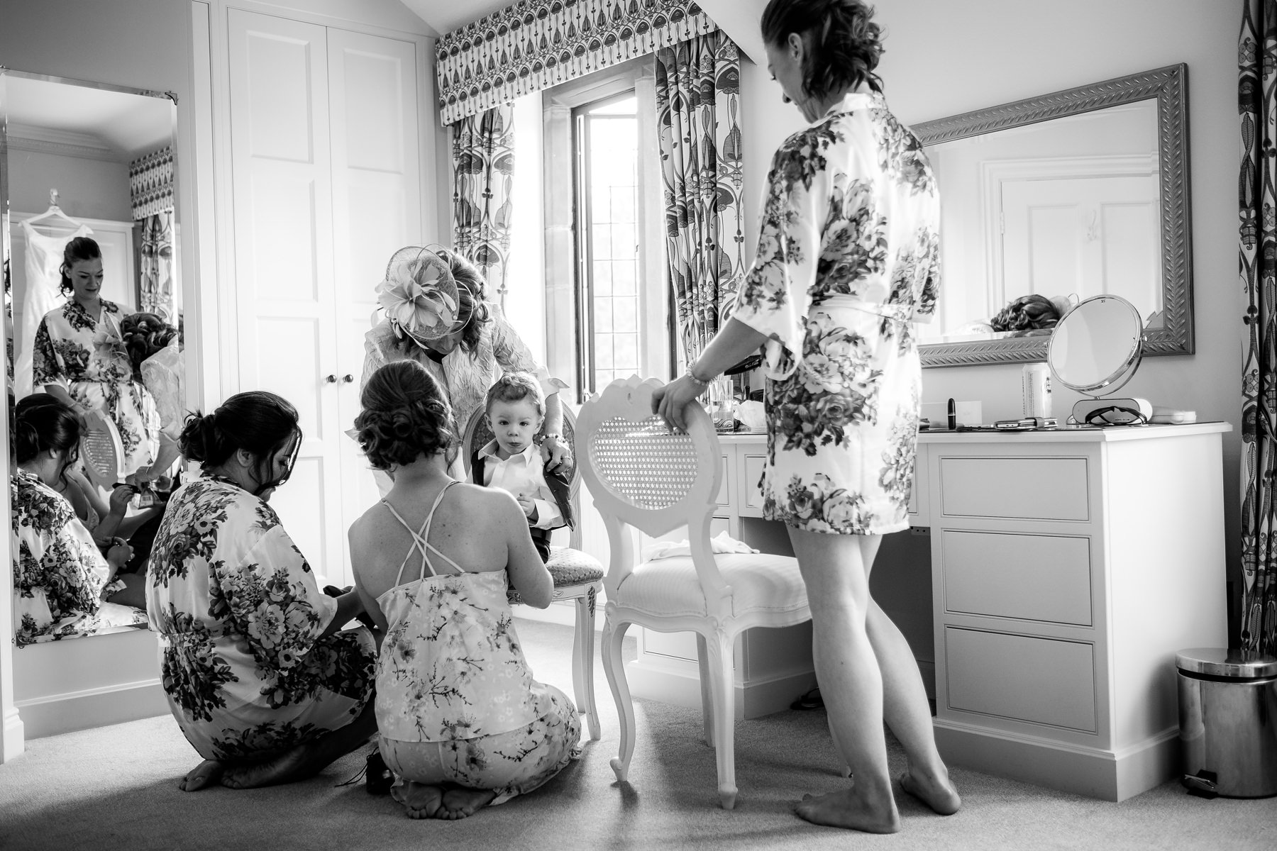 bridesmaids getting page boy ready