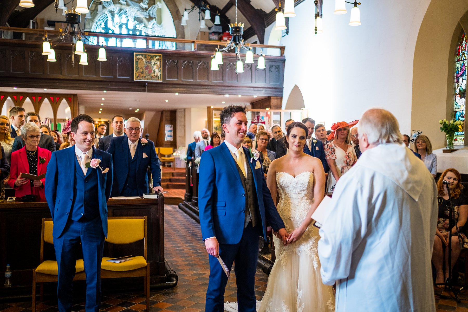bride and groom in church