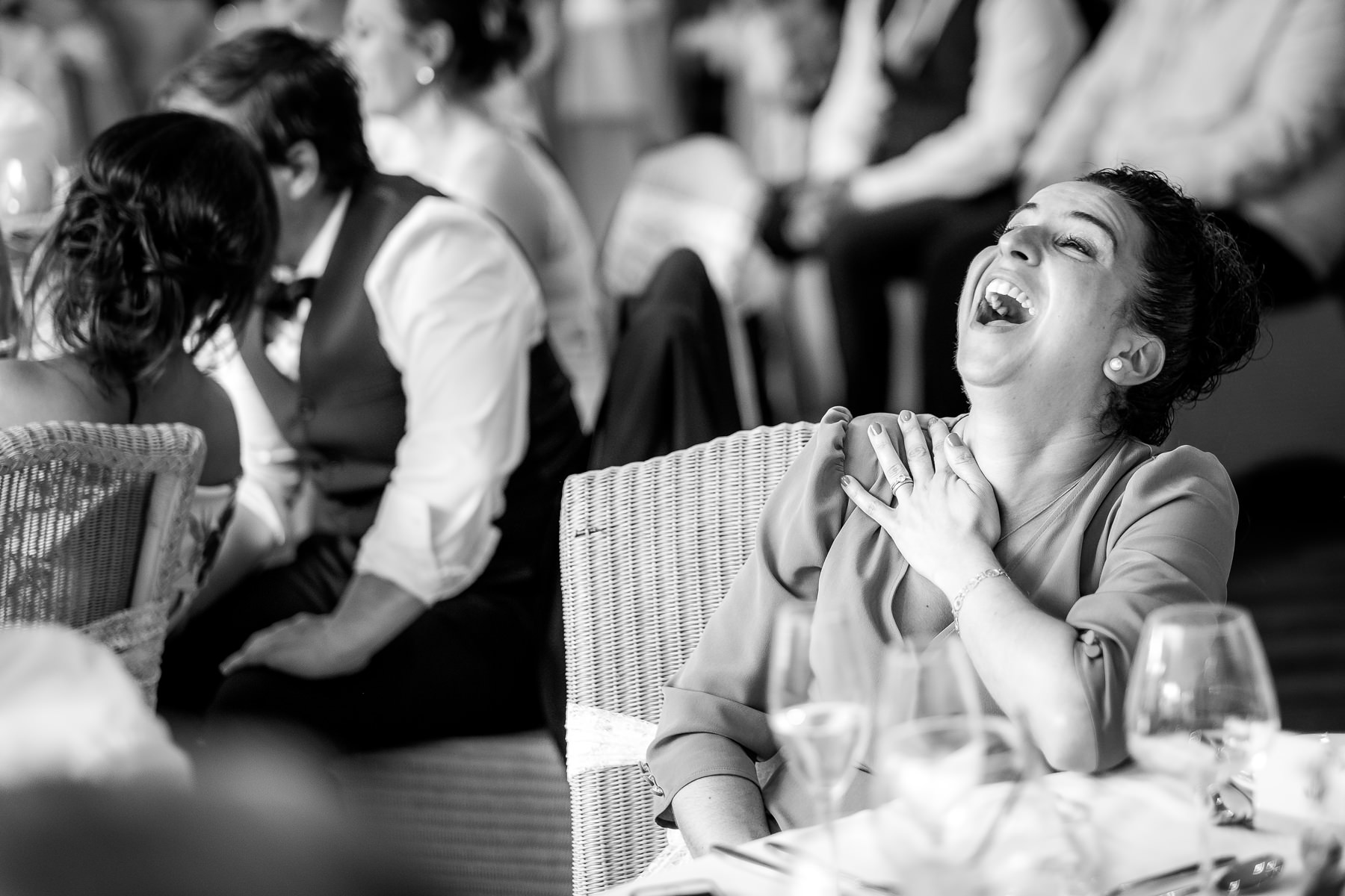 guest laughing at mitton hall