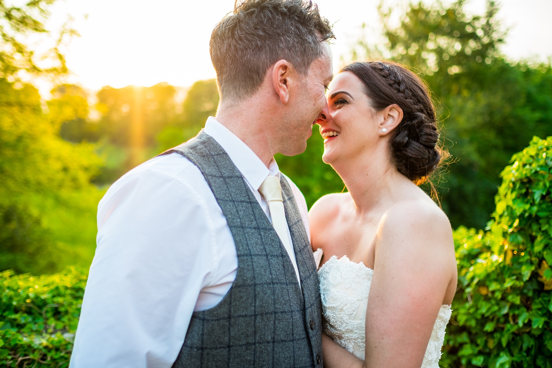 bride and groom kissing