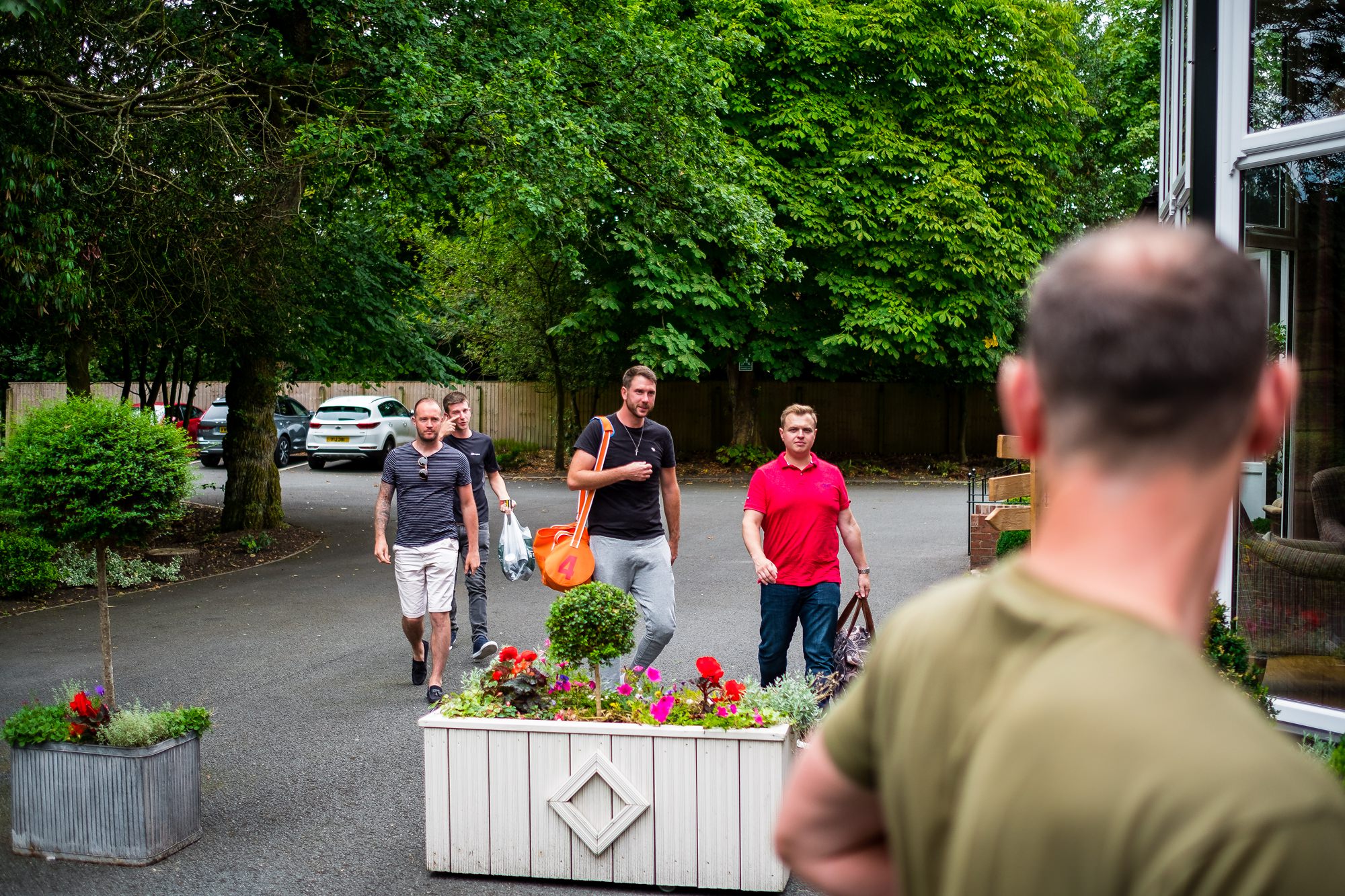 groomsmen arriving at ashfield house