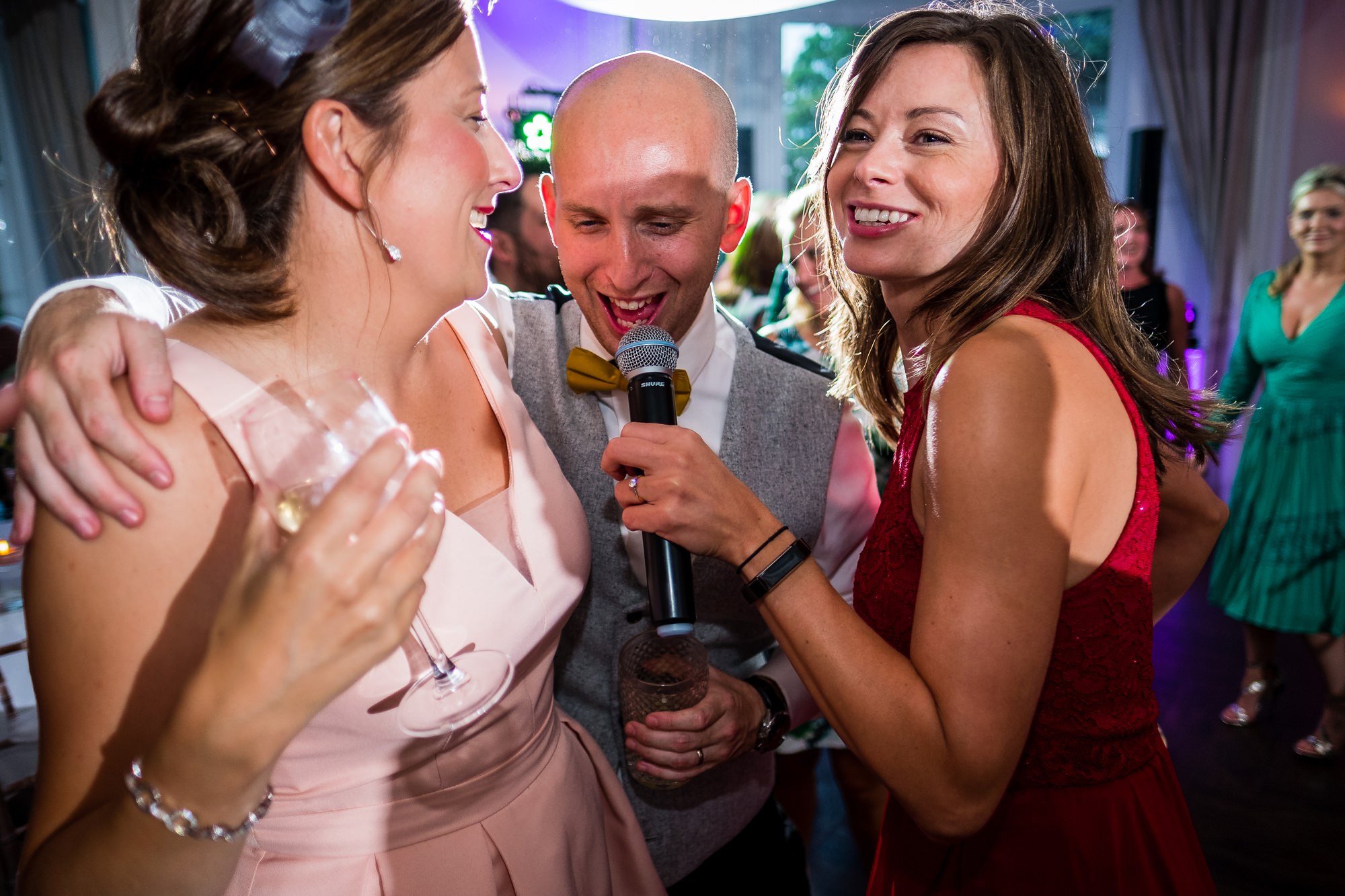 wedding band performing with guests