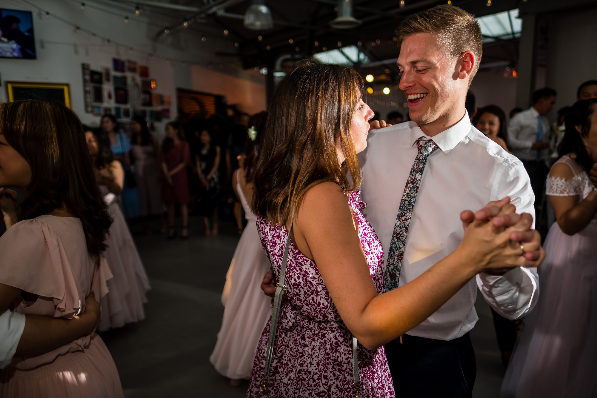 wedding guests dancing