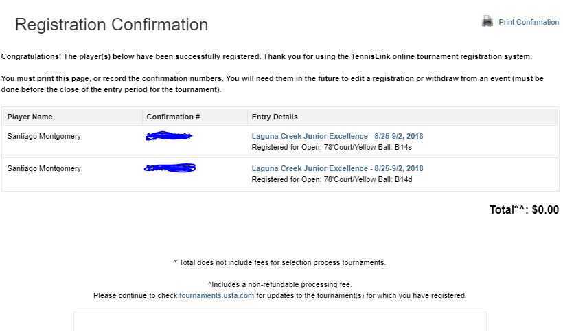 You will receive a confirmation email as well, but you might want to print this page just in case there is an issue with the email.