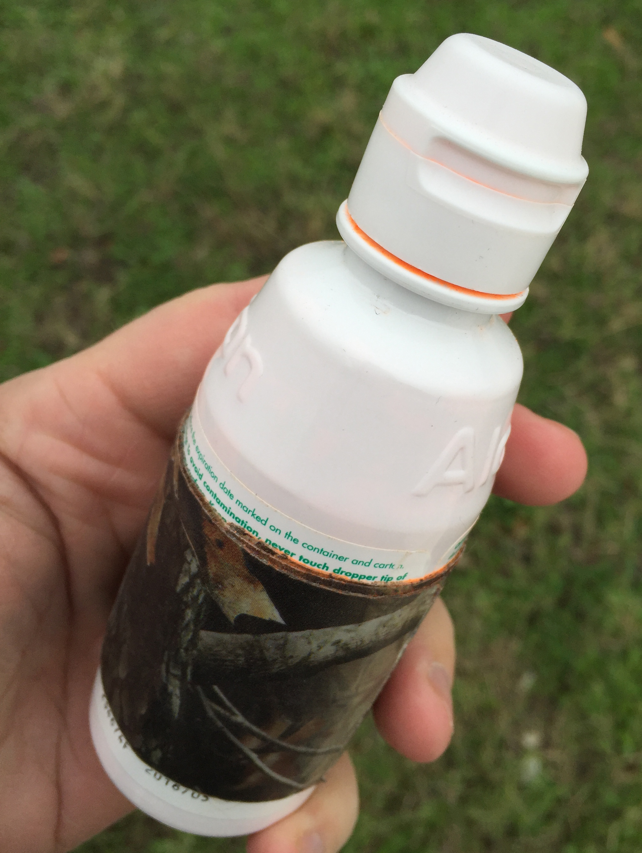 I know it looks like the tape is there to cover up the contacts solution brand label but it’s actually my half-assed attempt at camo-ing such a large white and blue bottle for the field.