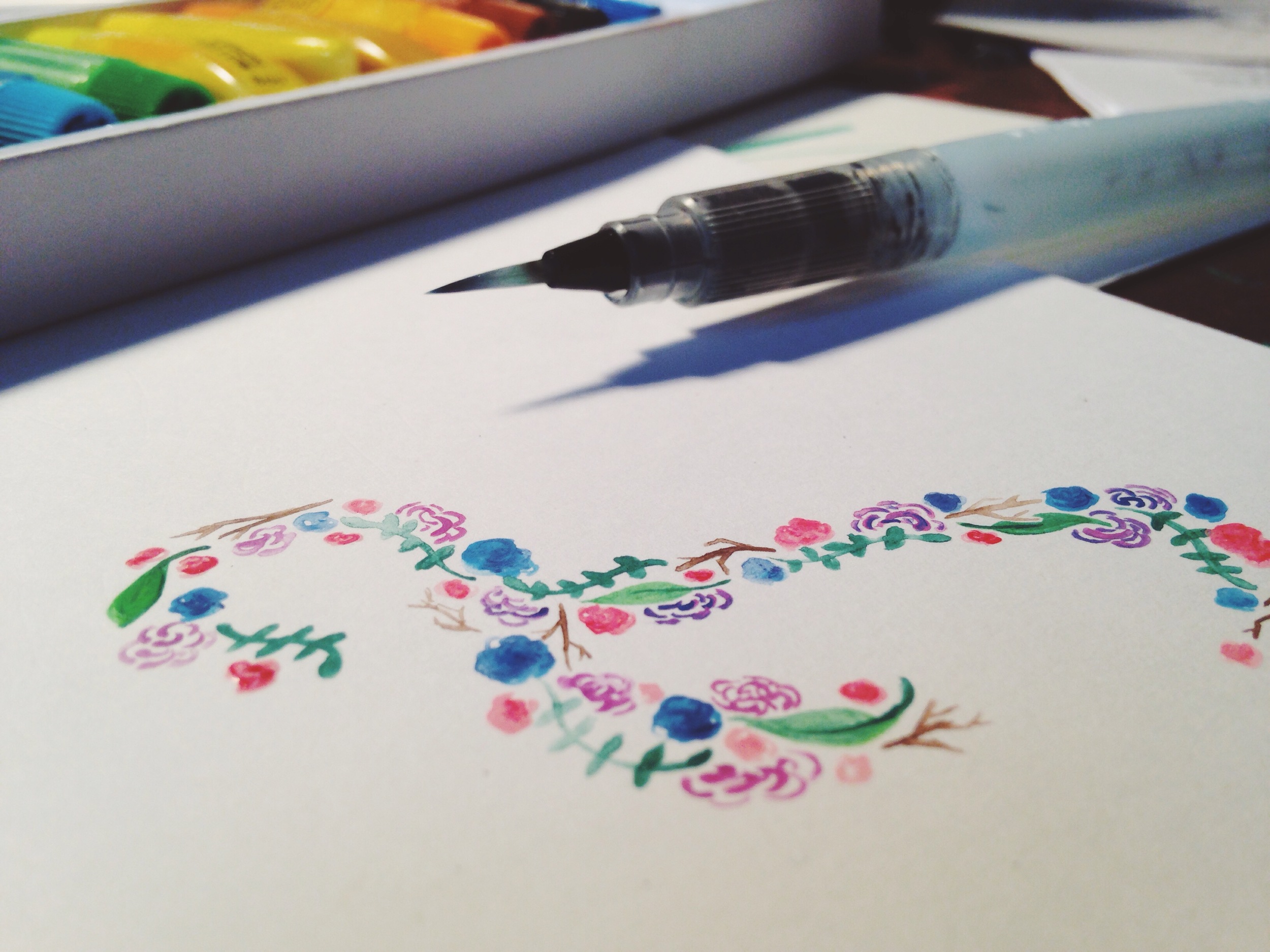 Beginning stages of Jenn's logo--watercolored florals :)