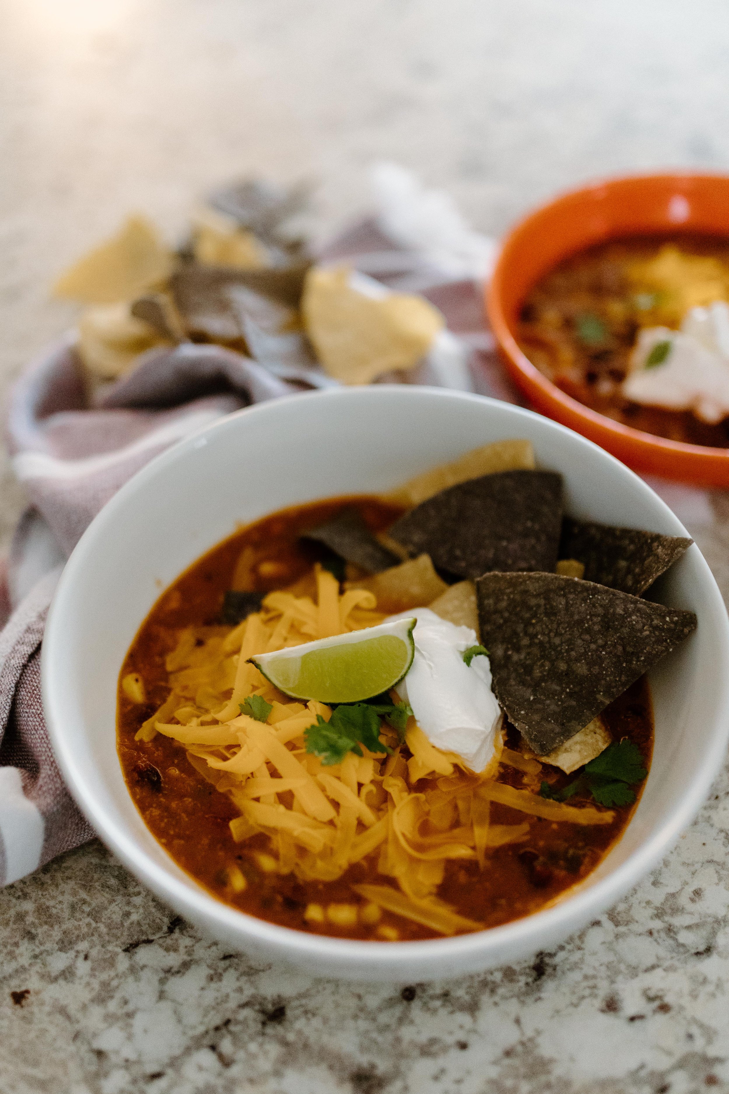 Easy Mexican chicken enchilada soup that you can make in the Instant Pot