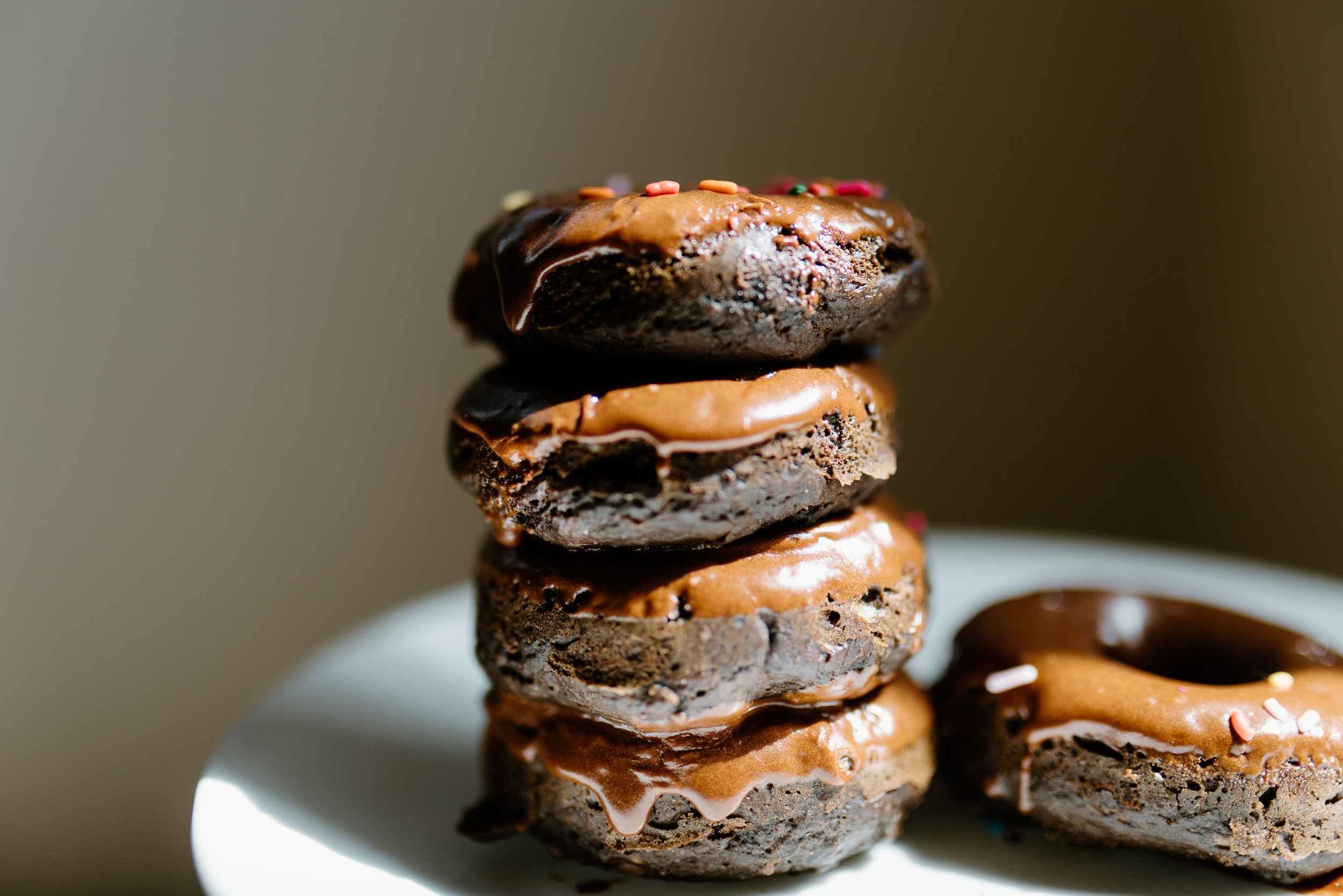 Stack of chocolate donuts