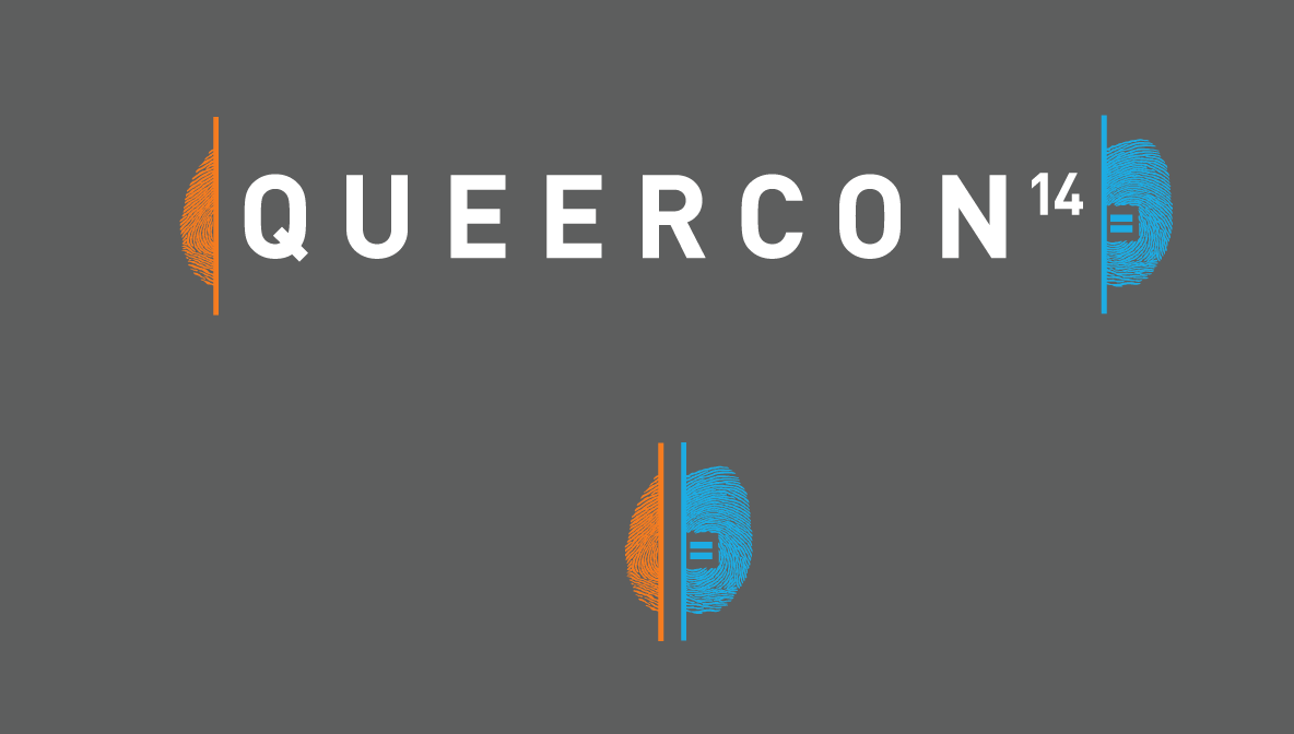 Queercon's logo included a big nod to Portal 2.