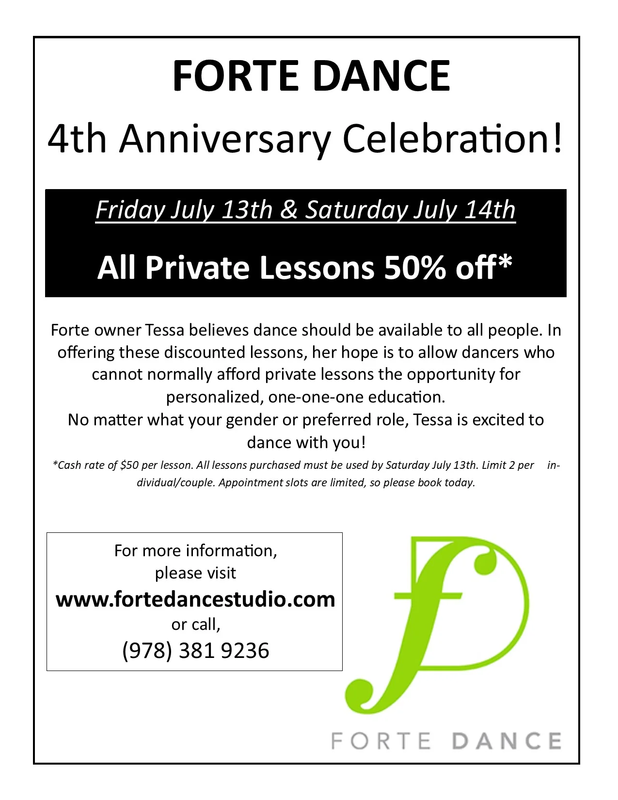 4th Anniversary 50 percent off lessons.jpg