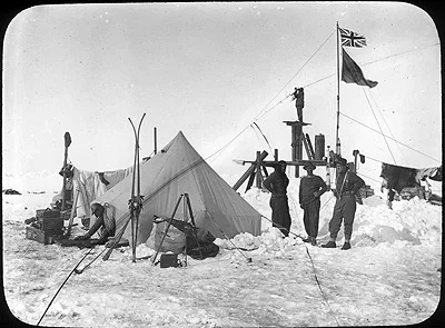 The crew makes camp on the ice, their home for 5 months. Photo from coolantarctica.com