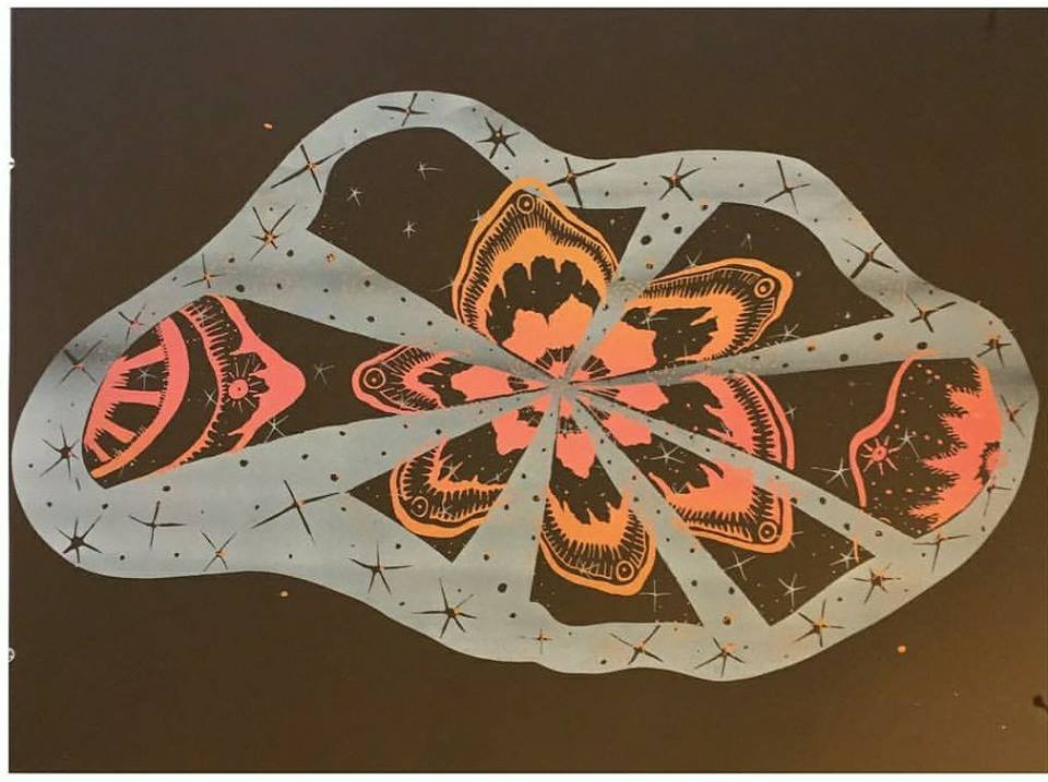 A screenprint on fabric by Laurie Shapiro. 