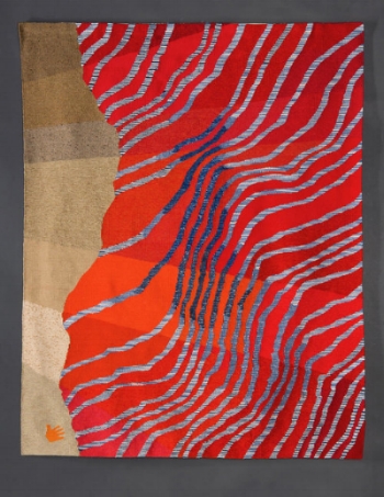 Here Today, Alex Friedman, 2013 Wool, cotton warp, spaced dyed wool, Tapestry, 72" x 54.5"