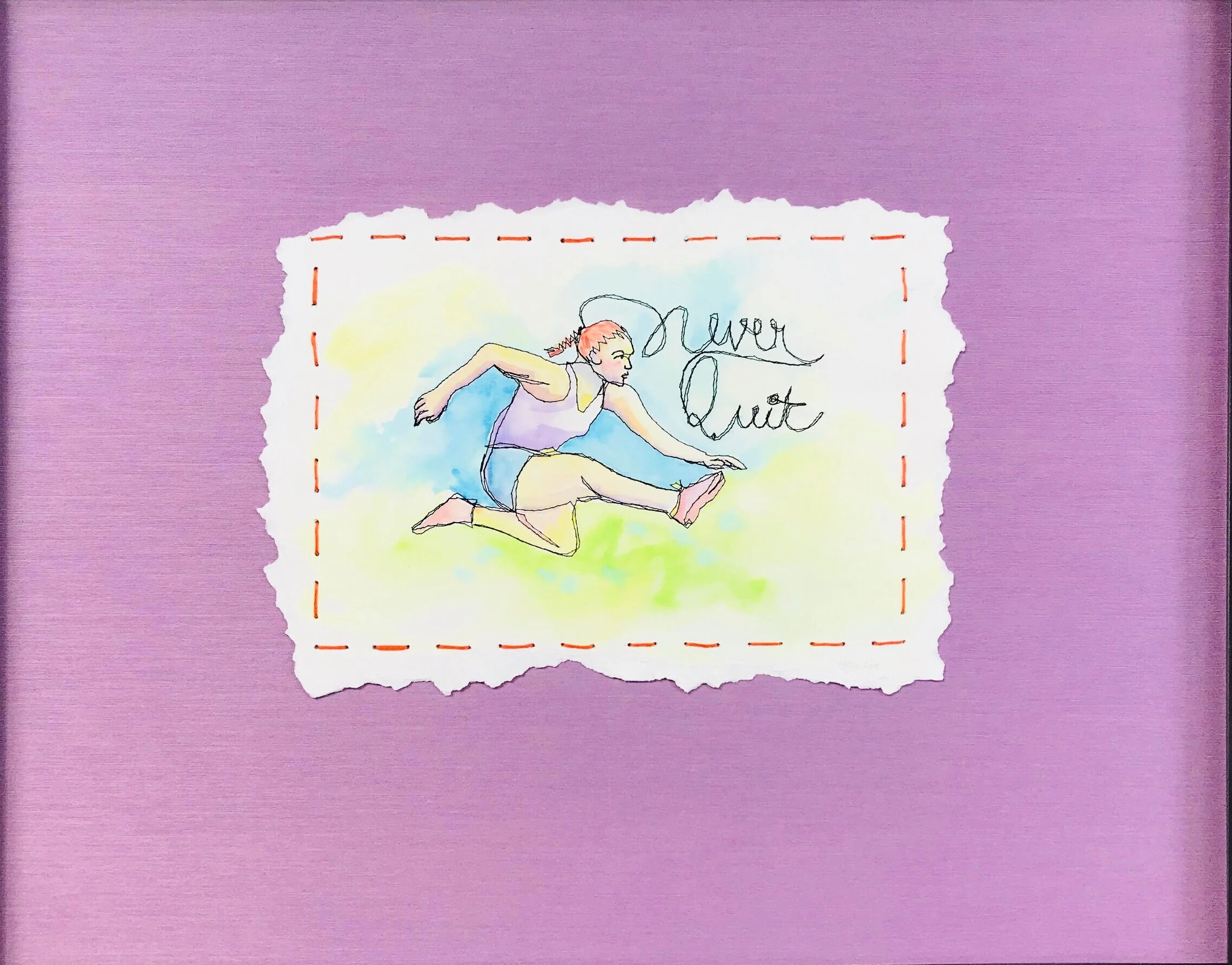 Naomi Swyers Never Quit, 2019 Watercolor, embroidery floss, thread Embroidery, watercolor,