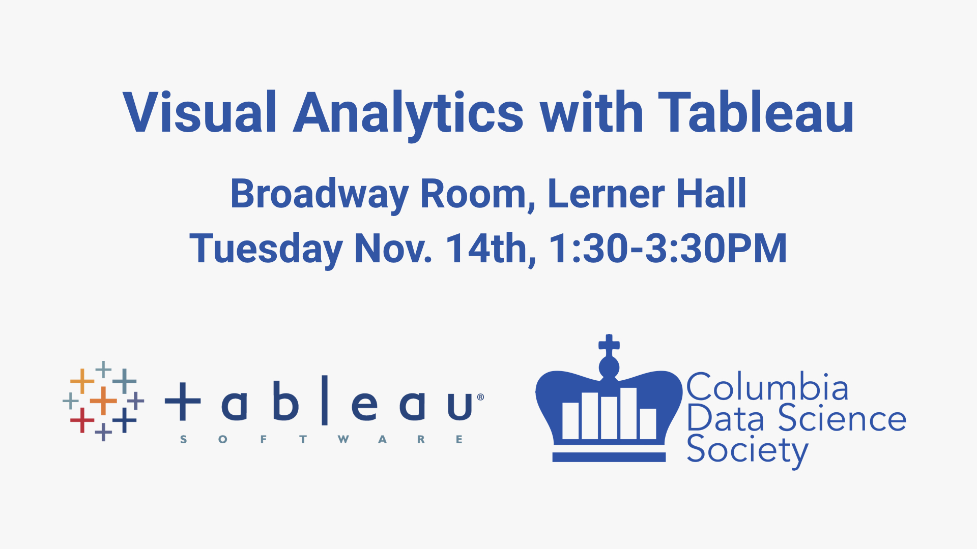 Visual Analytics with Tableau — Columbia Data Science Society