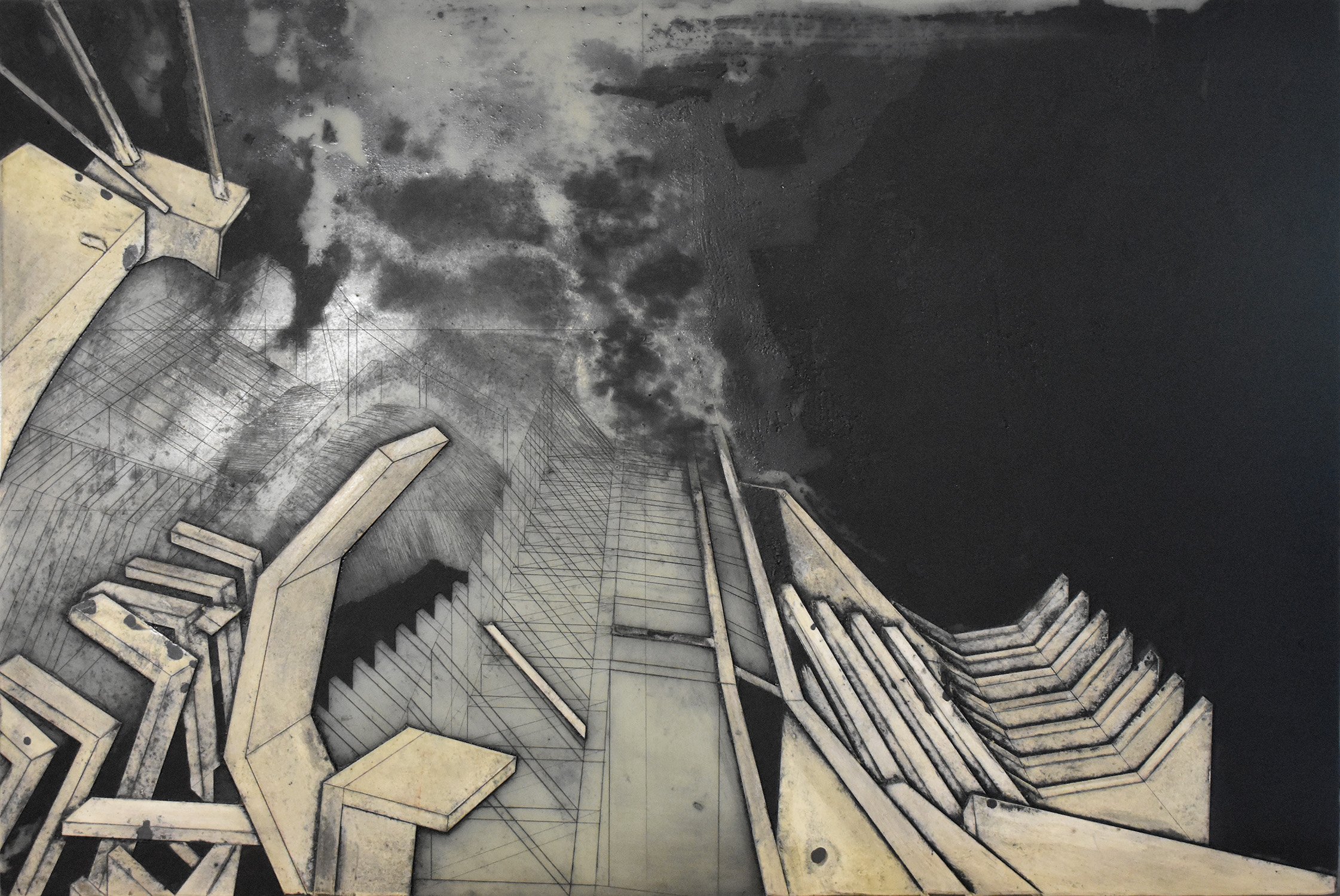 Collagraph plate and print, 24” x 36” - June 25, 2025