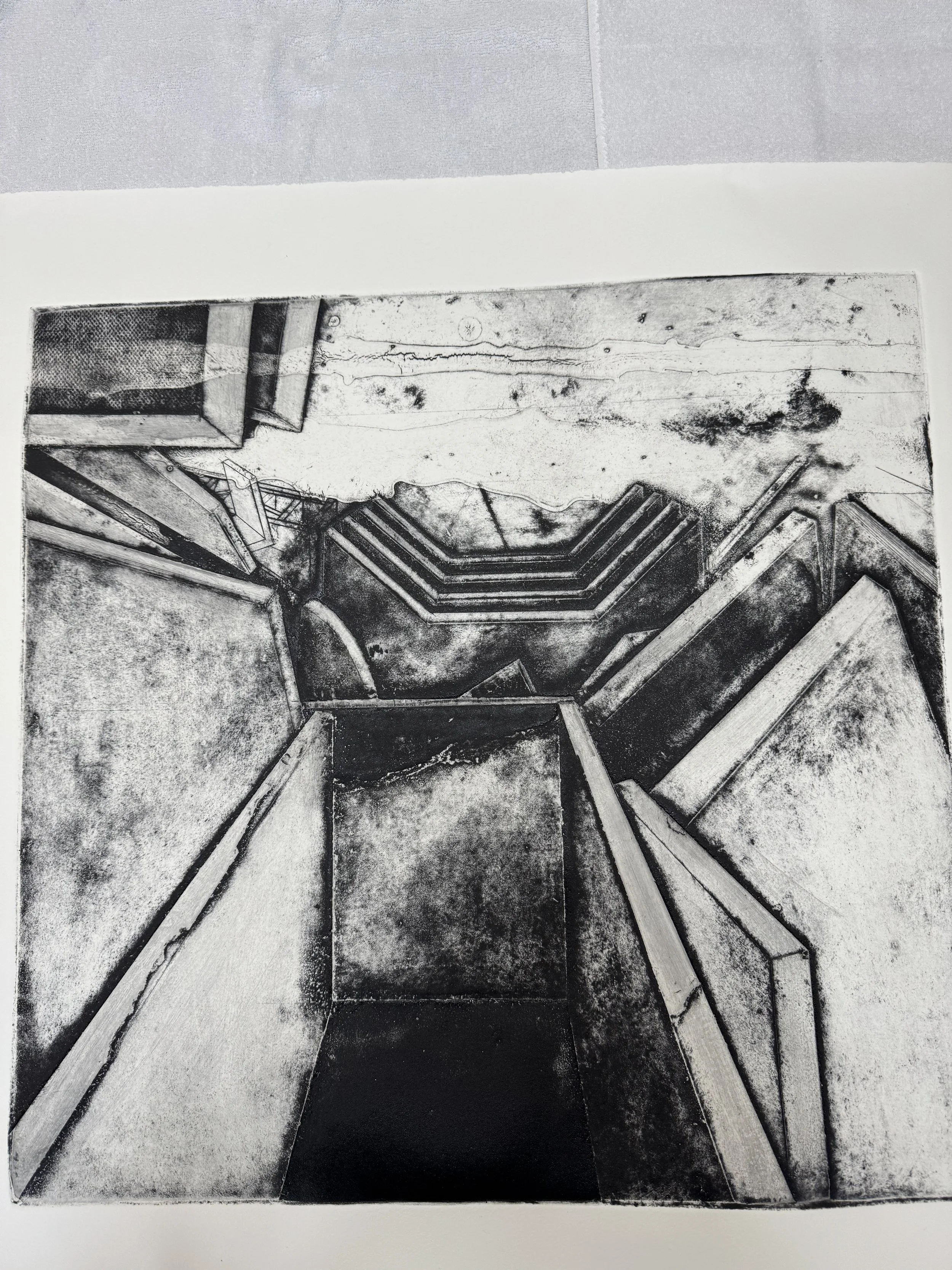 Second State of 24x24" Collograph - February 20, 2026