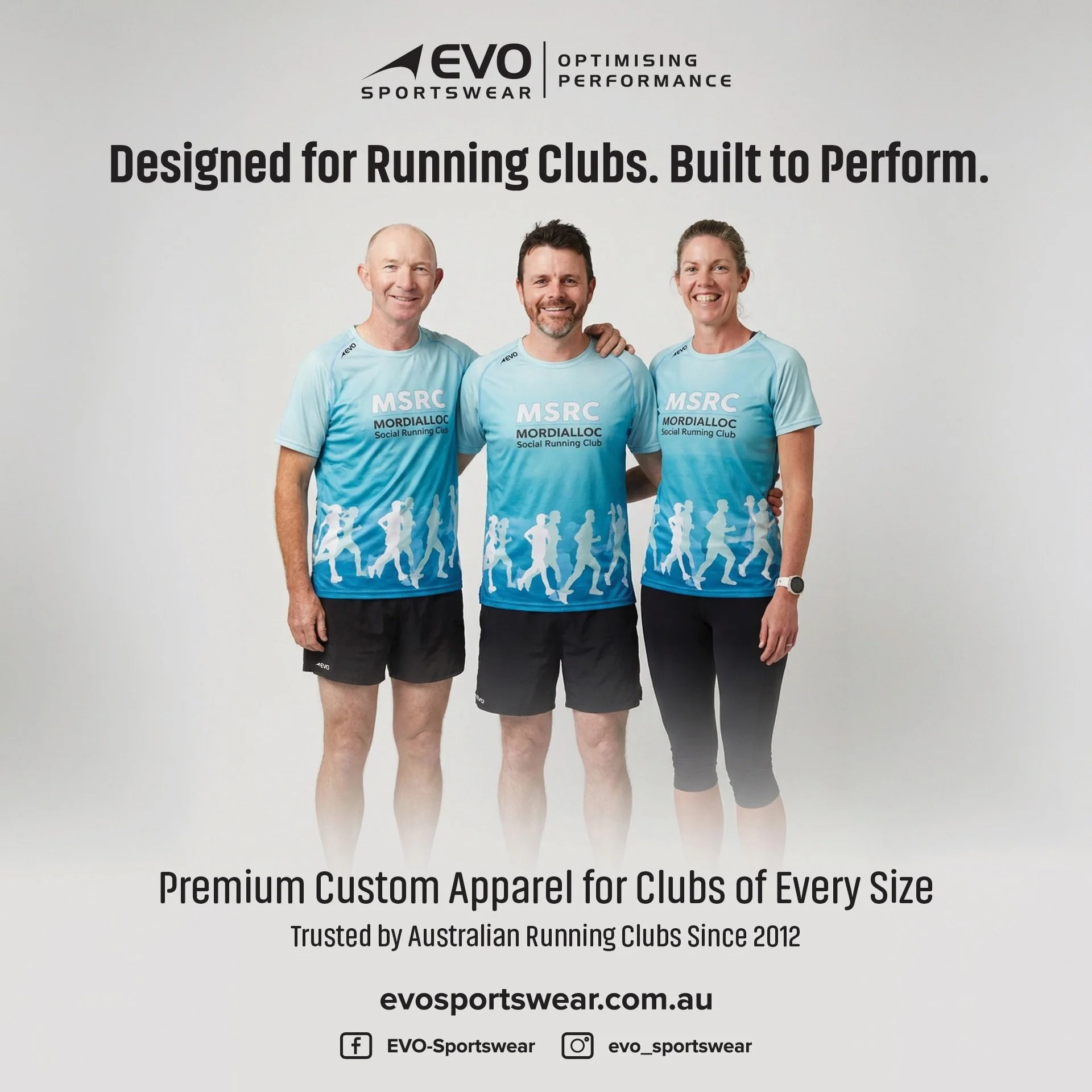 👌🏼 Designed for running clubs. Built to perform. 🏃&zwj;♂️🏃&zwj;♀️

From social run crews to established clubs, EVO Sportswear delivers premium custom apparel designed to look sharp, feel great and perform when the kilometres add up.

Proudly supp
