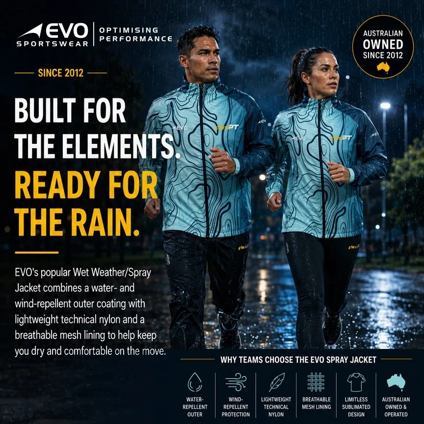 👌🏼 Rain doesn&rsquo;t stop the work. 🌧️

Built for the elements, the EVO Wet Weather Spray Jacket delivers lightweight protection, breathable comfort and water &amp; wind resistance when conditions turn.

Custom designed for your team. Built to pe