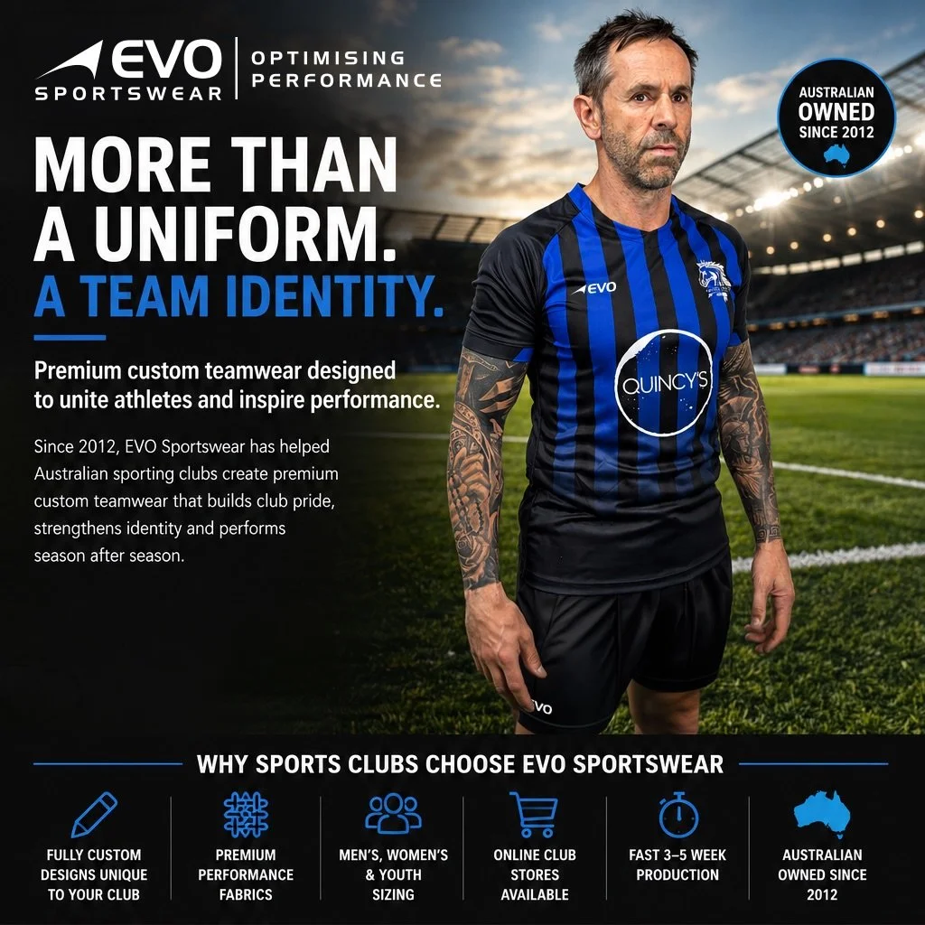 👌🏼 More than a uniform. A team identity. 💙

Premium custom teamwear built to bring your club together, strengthen your identity and perform when it matters. From fully custom designs to premium performance fabrics, EVO Sportswear has your team cov