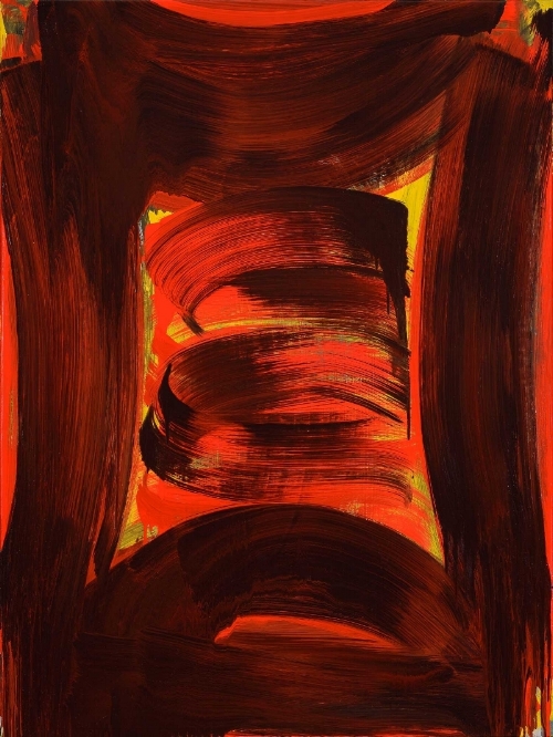 Anne Russinof, Red Devil , oil on canvas, 2015, 40 x 30 in.