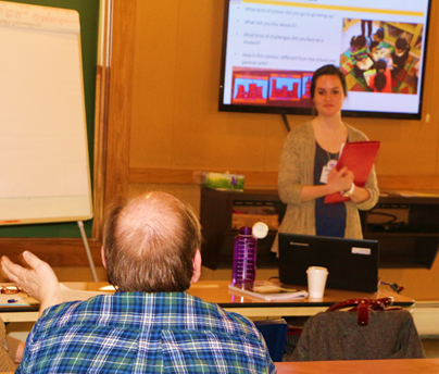 Maureen Burns presents the story of St. Stephen's Youth Programs Partnership with the Blackstone Innovation School