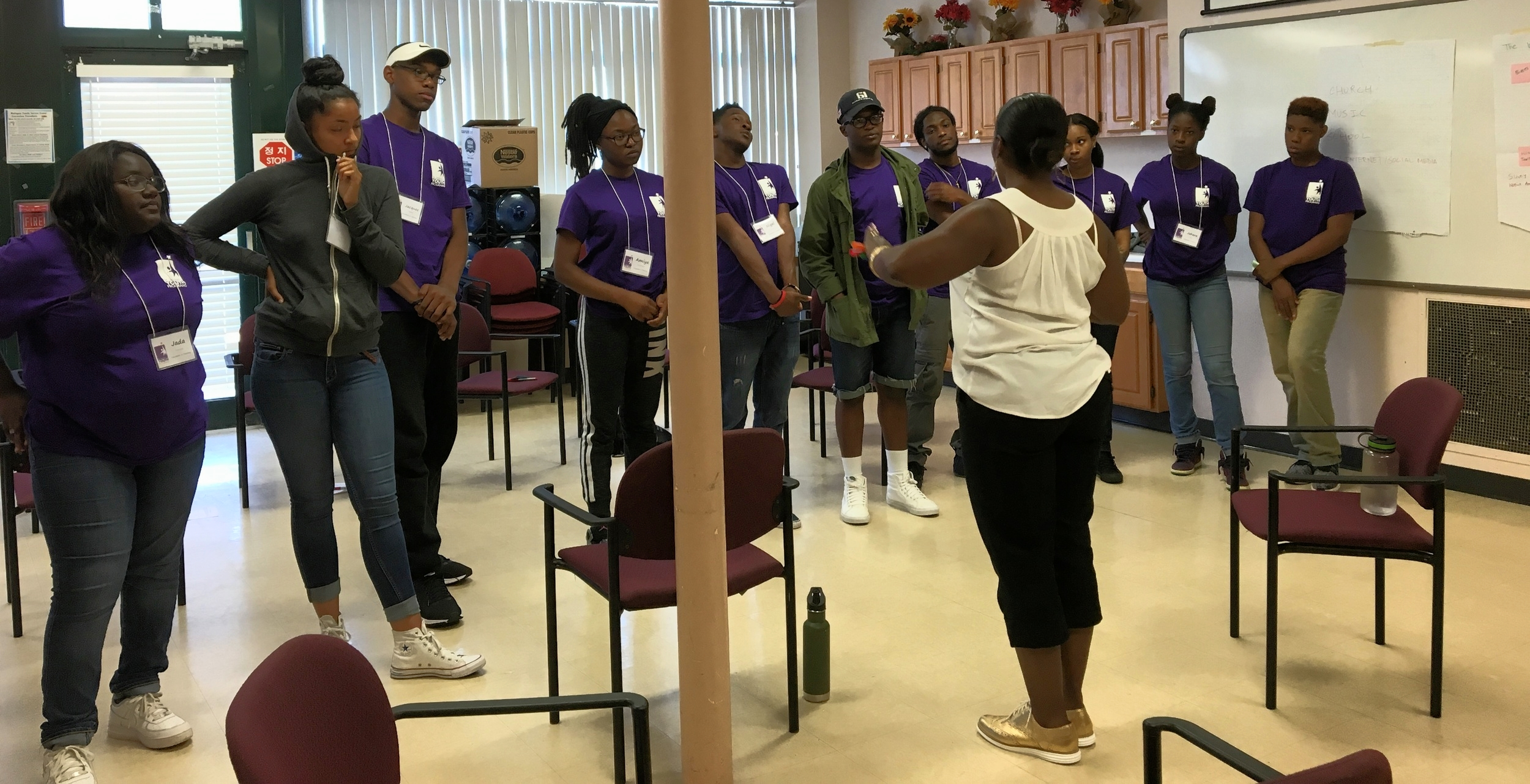 ebecca Jackson training the teen group at Church of the Holy Spirit.