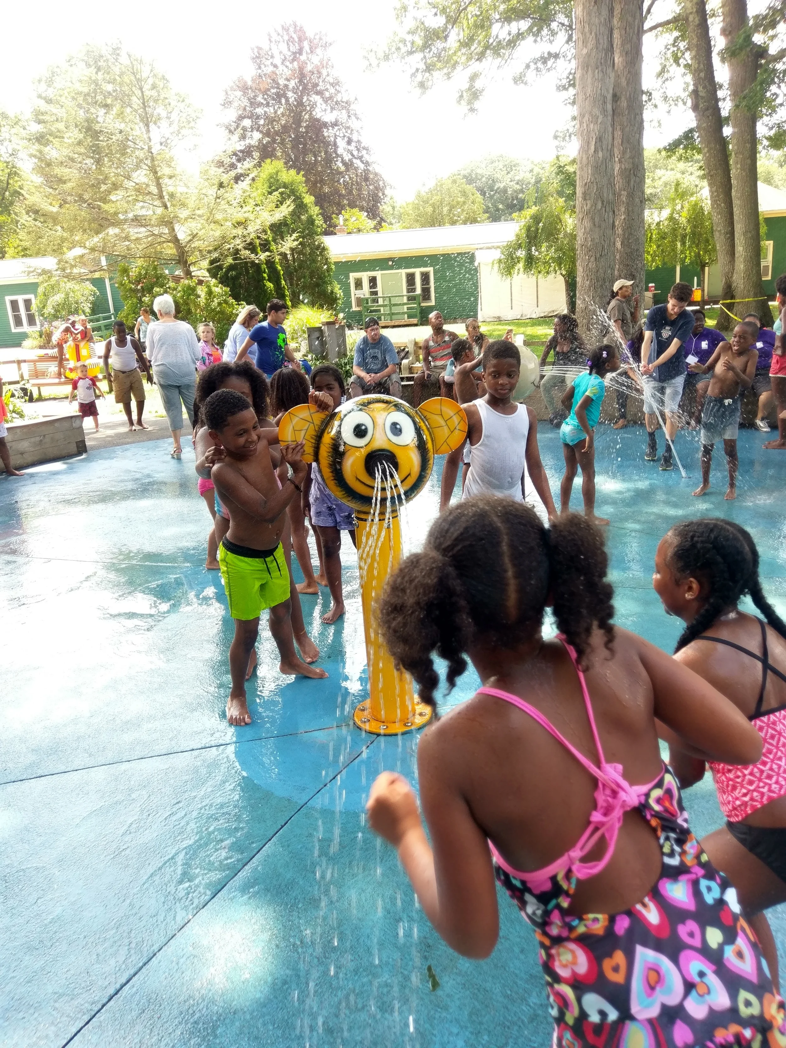 Students splash during a fun field trip.