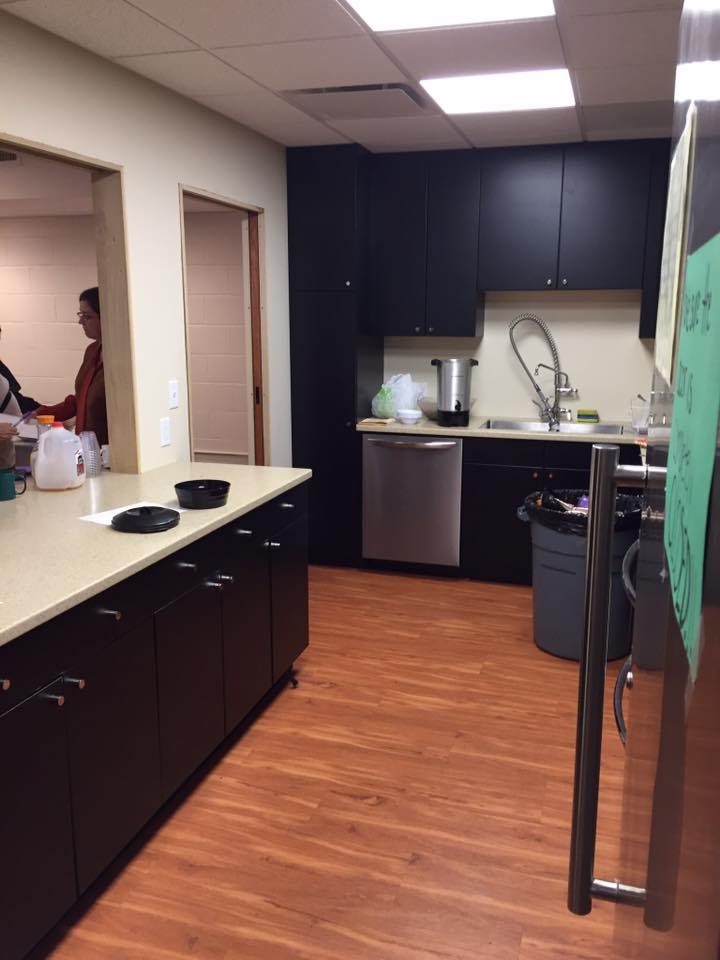 A view of our brand new kitchen. Come on in for a visit soon!
