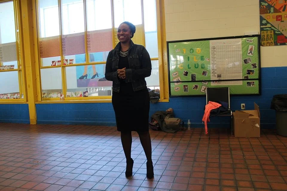 City Councilor Ayanna Pressley gave inspiring remarks