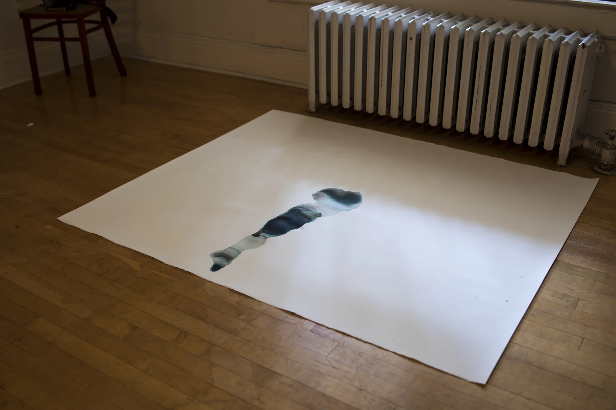 Seas and Turtle, No. 3, World 60" x 51" watercolor and acrylic with rain water and river water from Governor's Island, NYC on paper