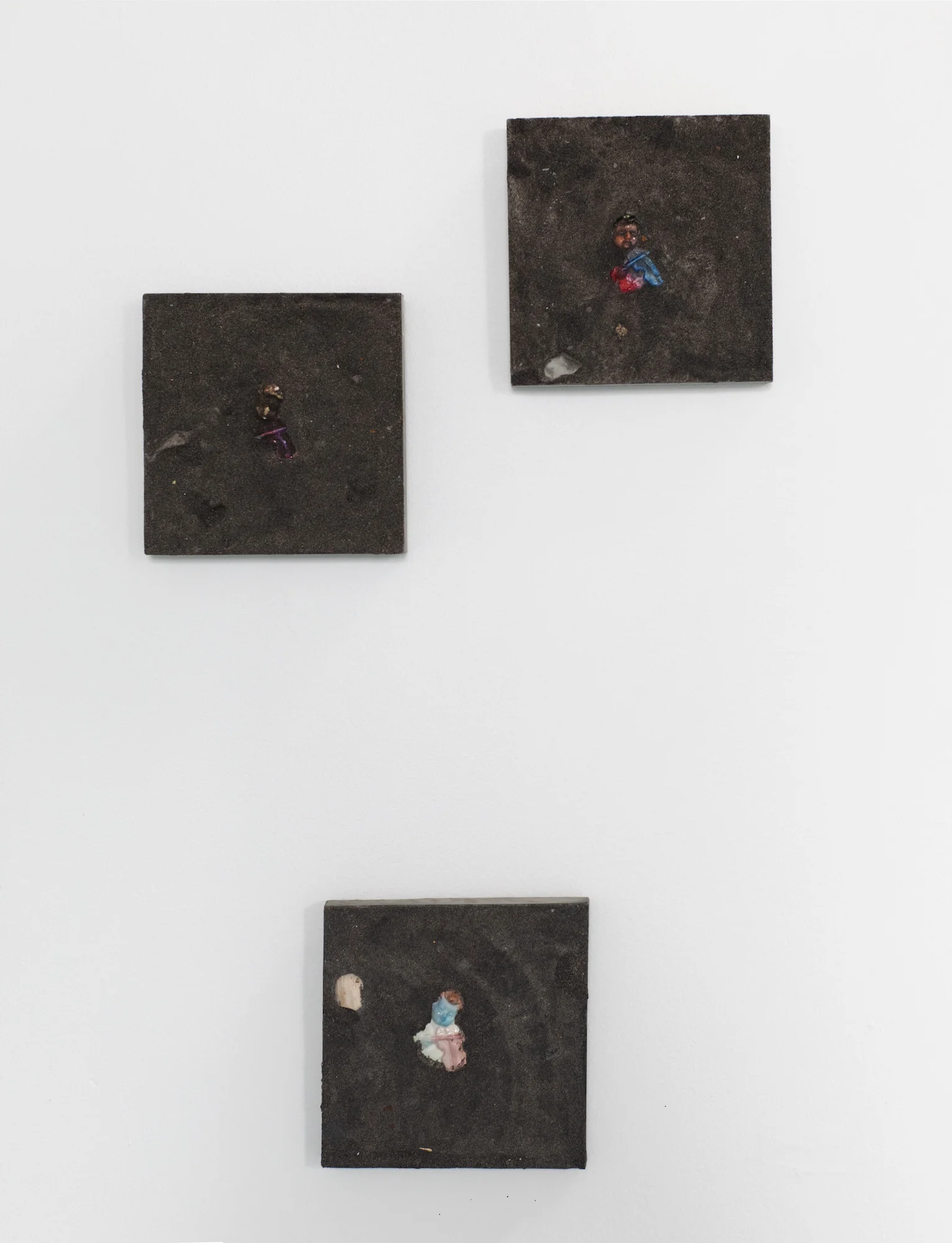 Matter of Belonging (installation) 11” x 11” (each) plaster, tempera, sand, glass, china, watercolor