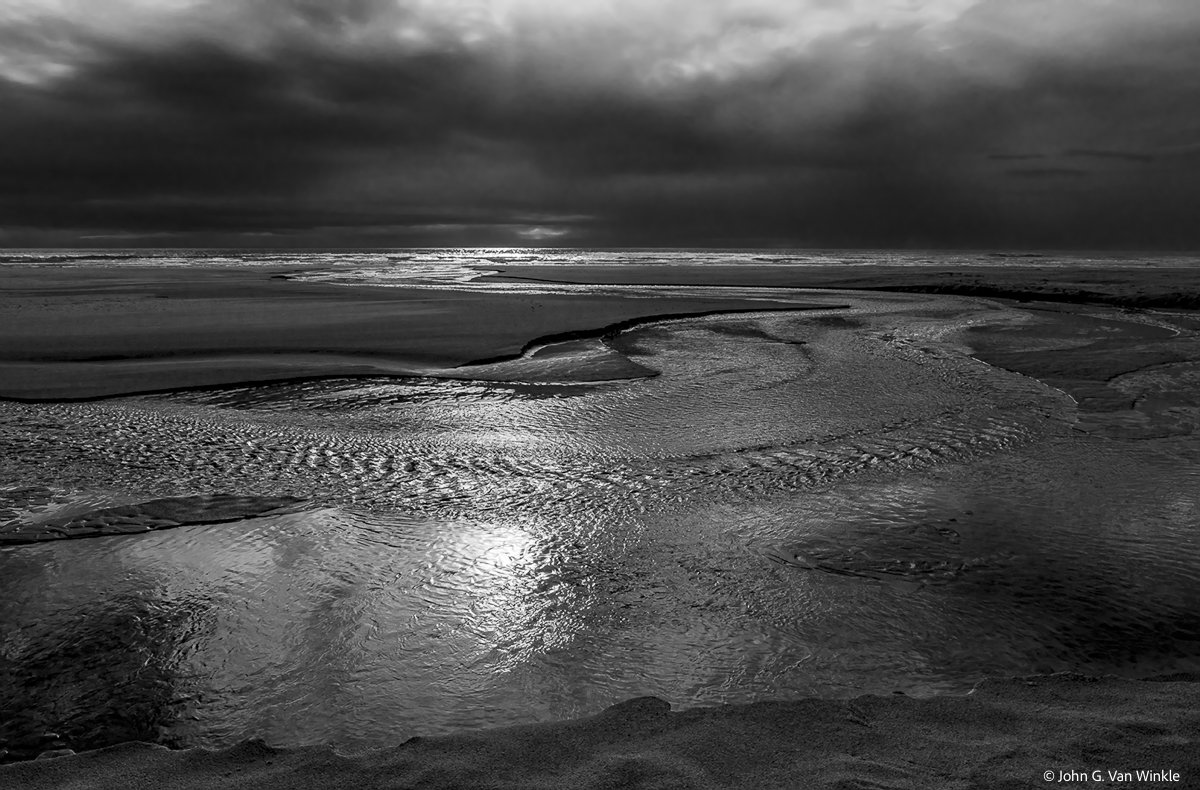 Sunlit Stream at the Beach, Oregon Coast
