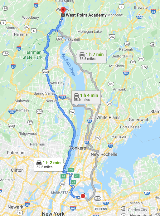 Travel Time from LGA to West Point